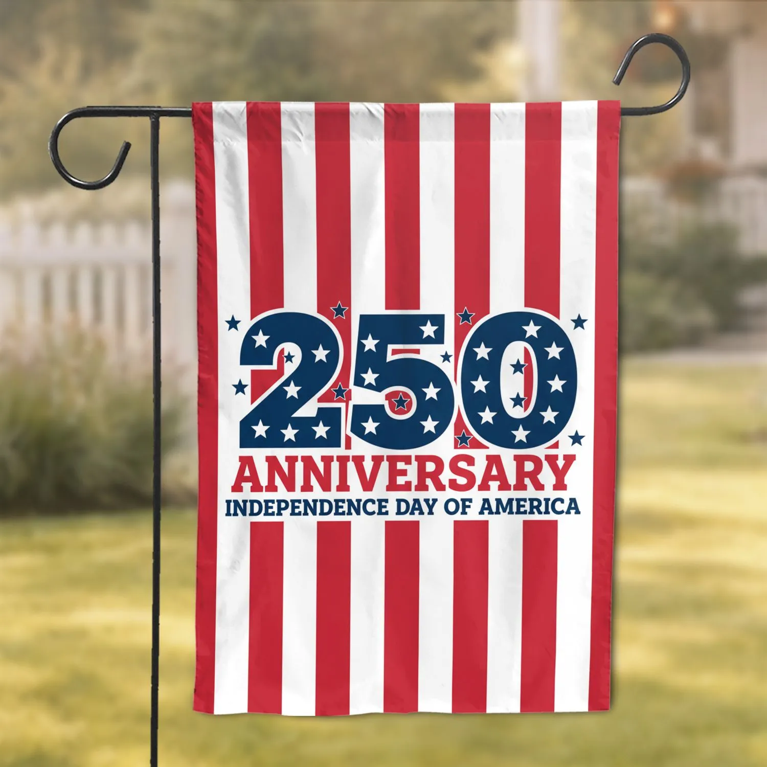 Bold 250th Anniversary American Flag Stripes 1776-2026 Independence Day Celebration Garden Flag - 1