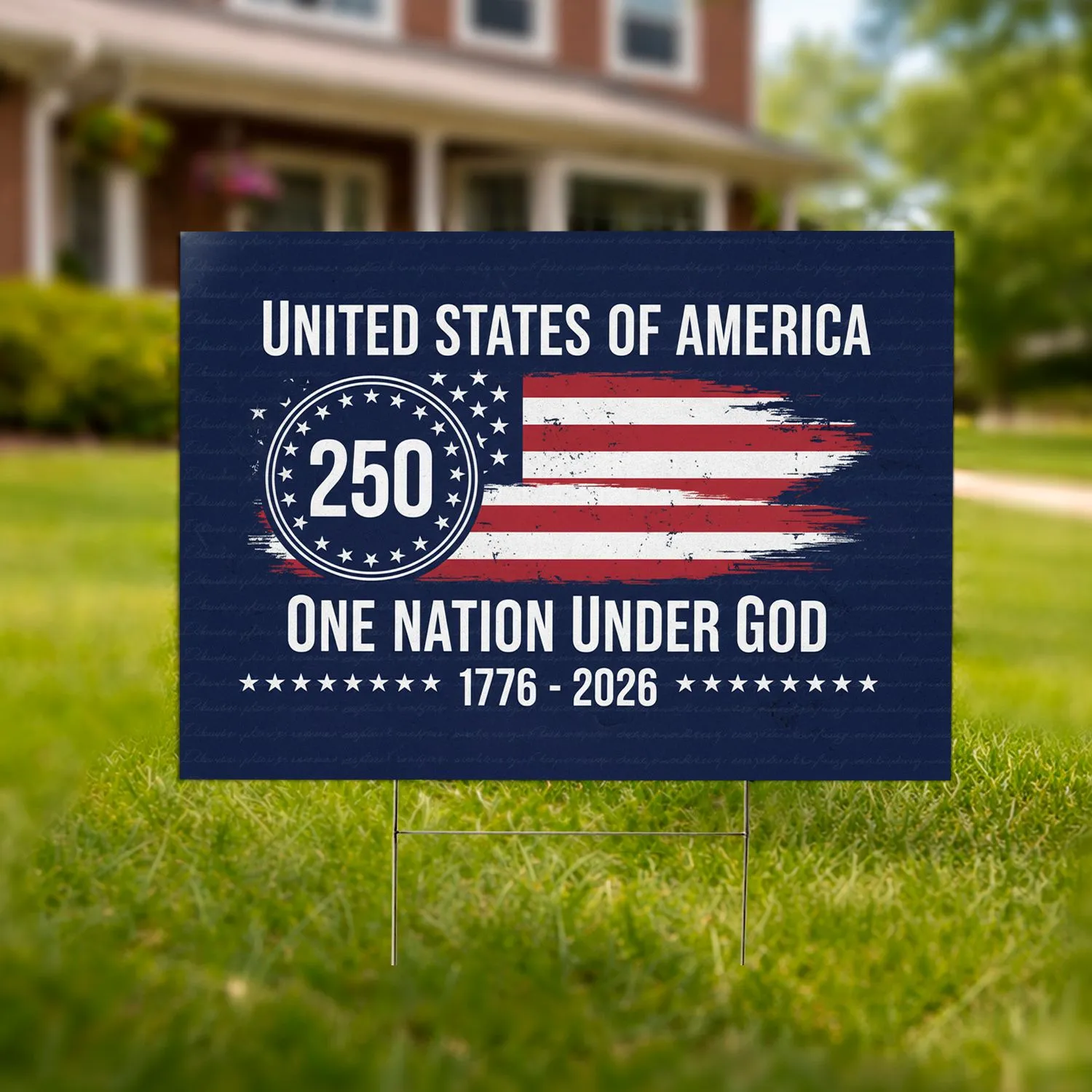 USA 250th Anniversary Distressed Flag 1776-2026 - One Nation Under God Patriotic Celebration Yard Sign - 1