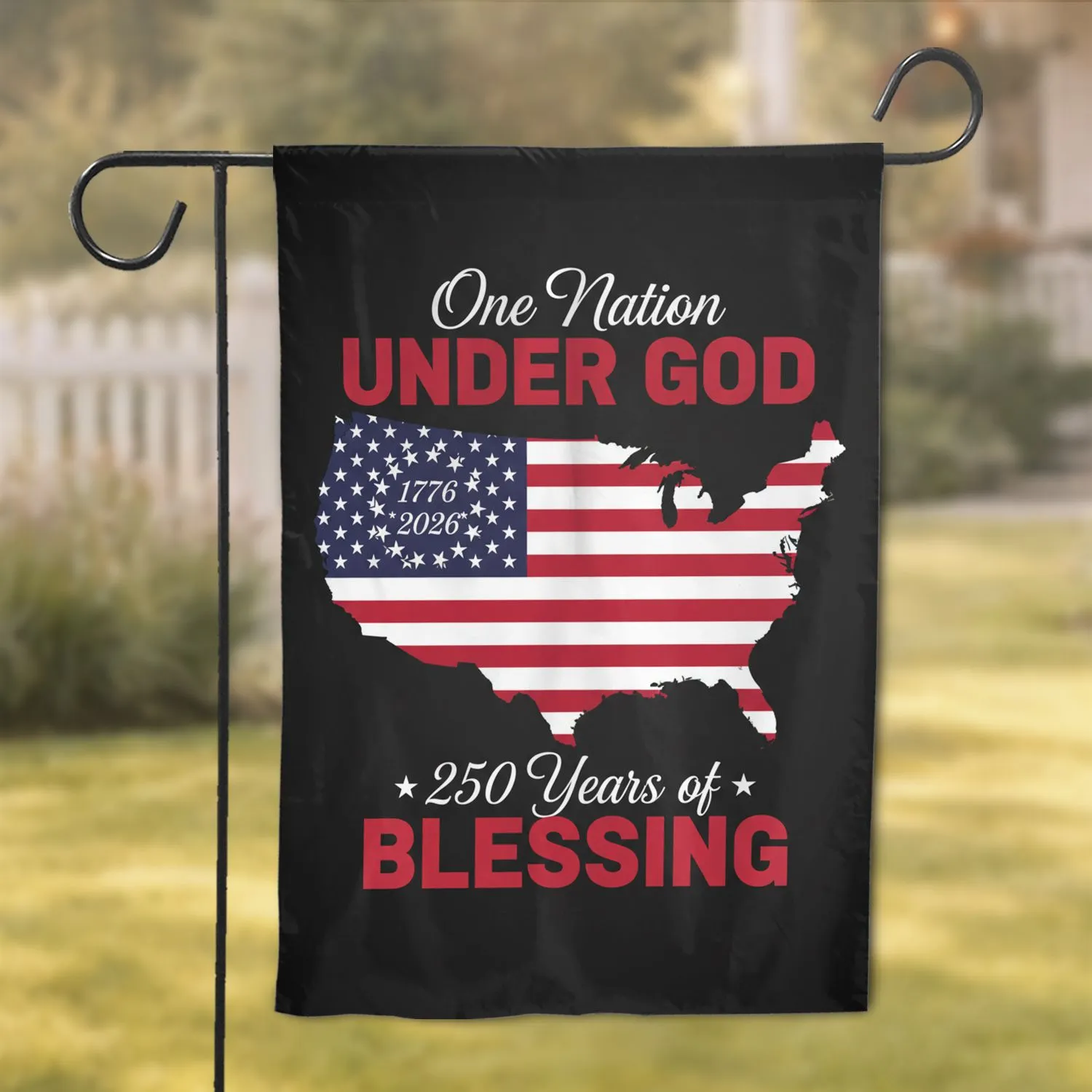 American Flag Map 1776-2026 - One Nation Under God 250th Anniversary Freedom Garden Flag - 1