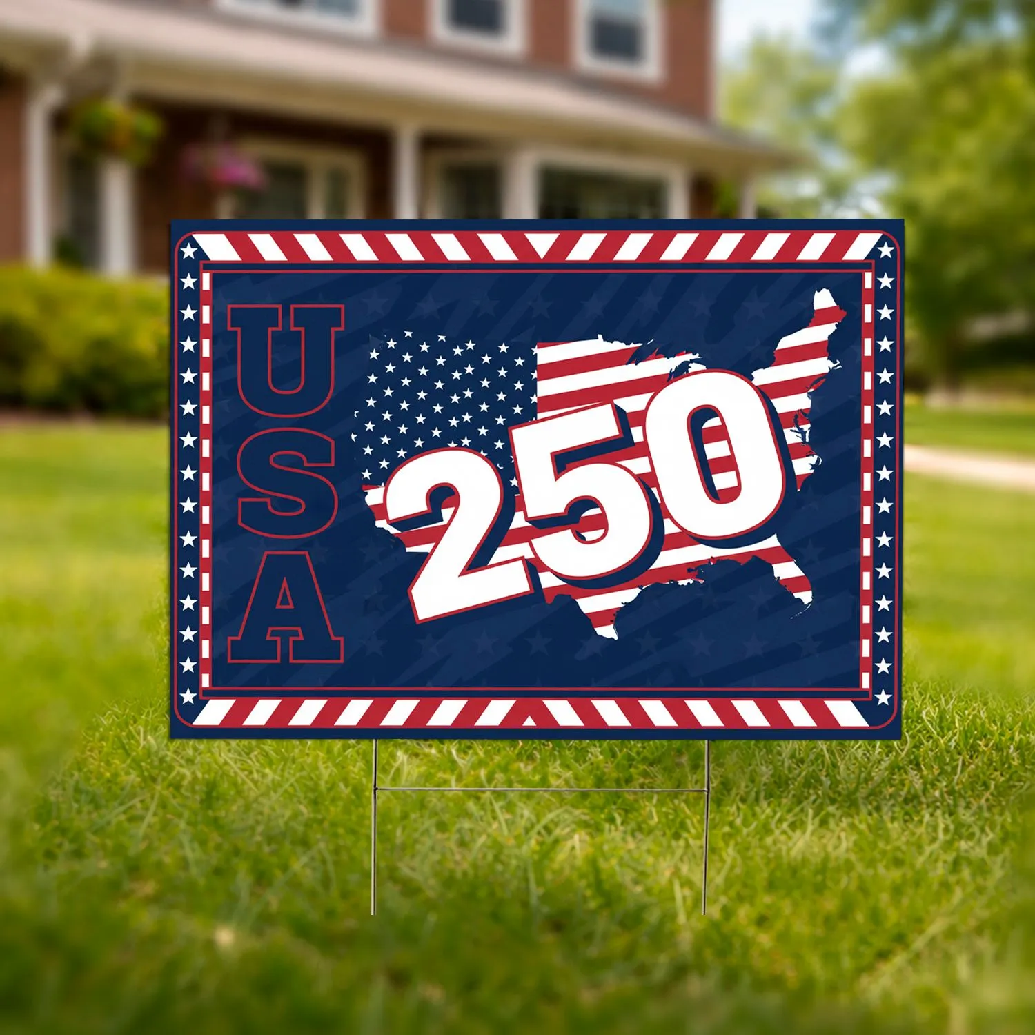 USA 250th Anniversary Map (1776-2026) - Patriotic Flag Art Independence Day Yard Sign - 1