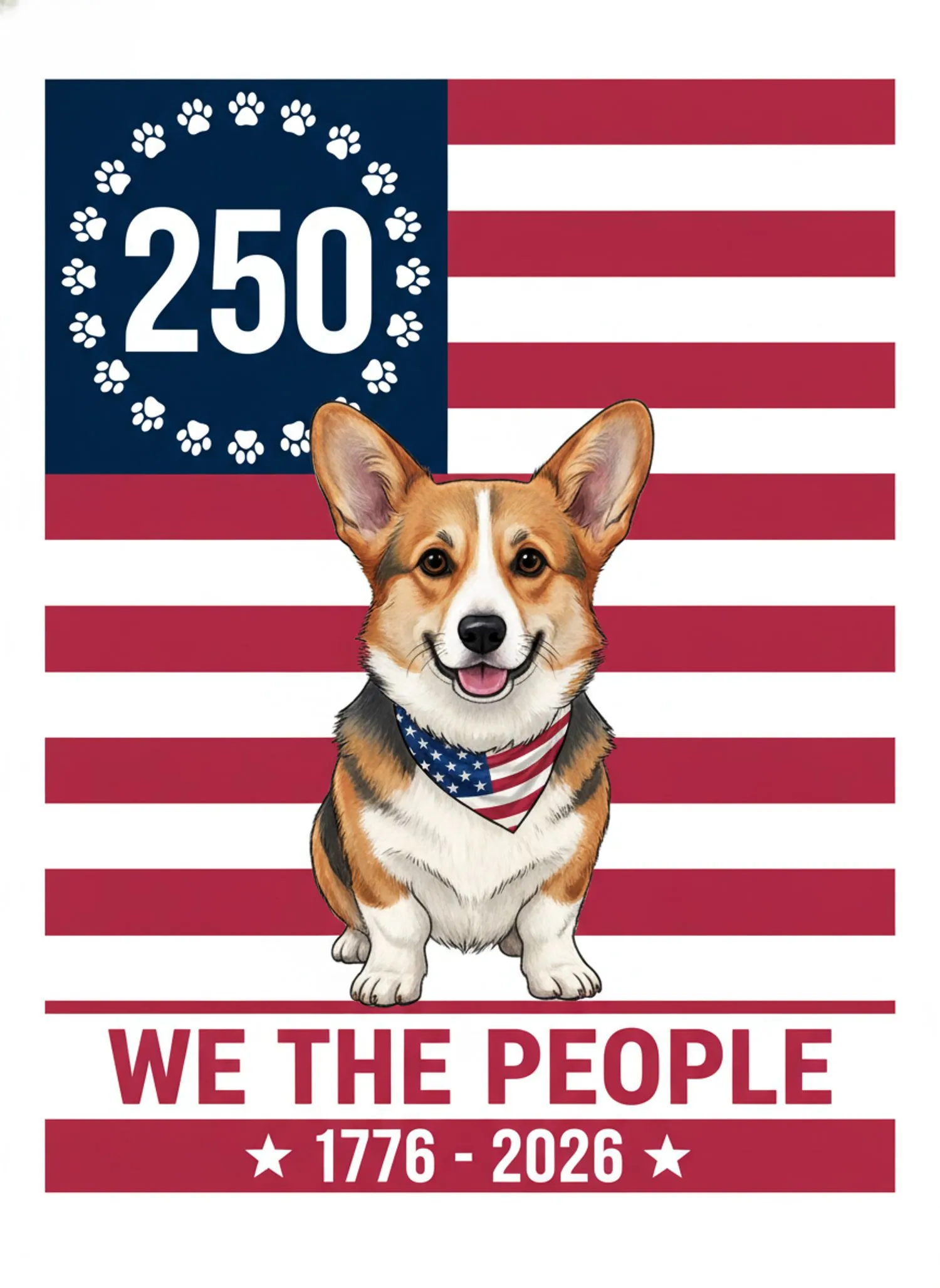 Corgi American Flag 250th Anniversary 1776-2026 - WE THE PEOPLE Patriotic Corgi Lover Garden Flag - 1