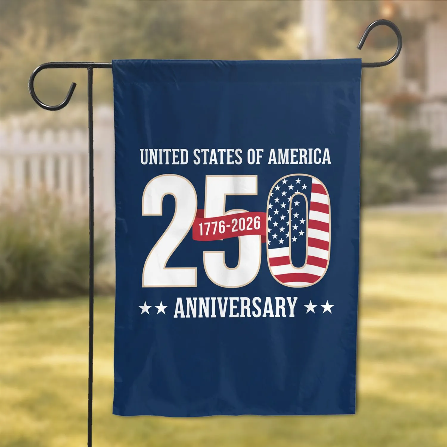 American Flag 250th Anniversary 1776-2026 Numerals - USA Patriotic Celebration Design Garden Flag - 1