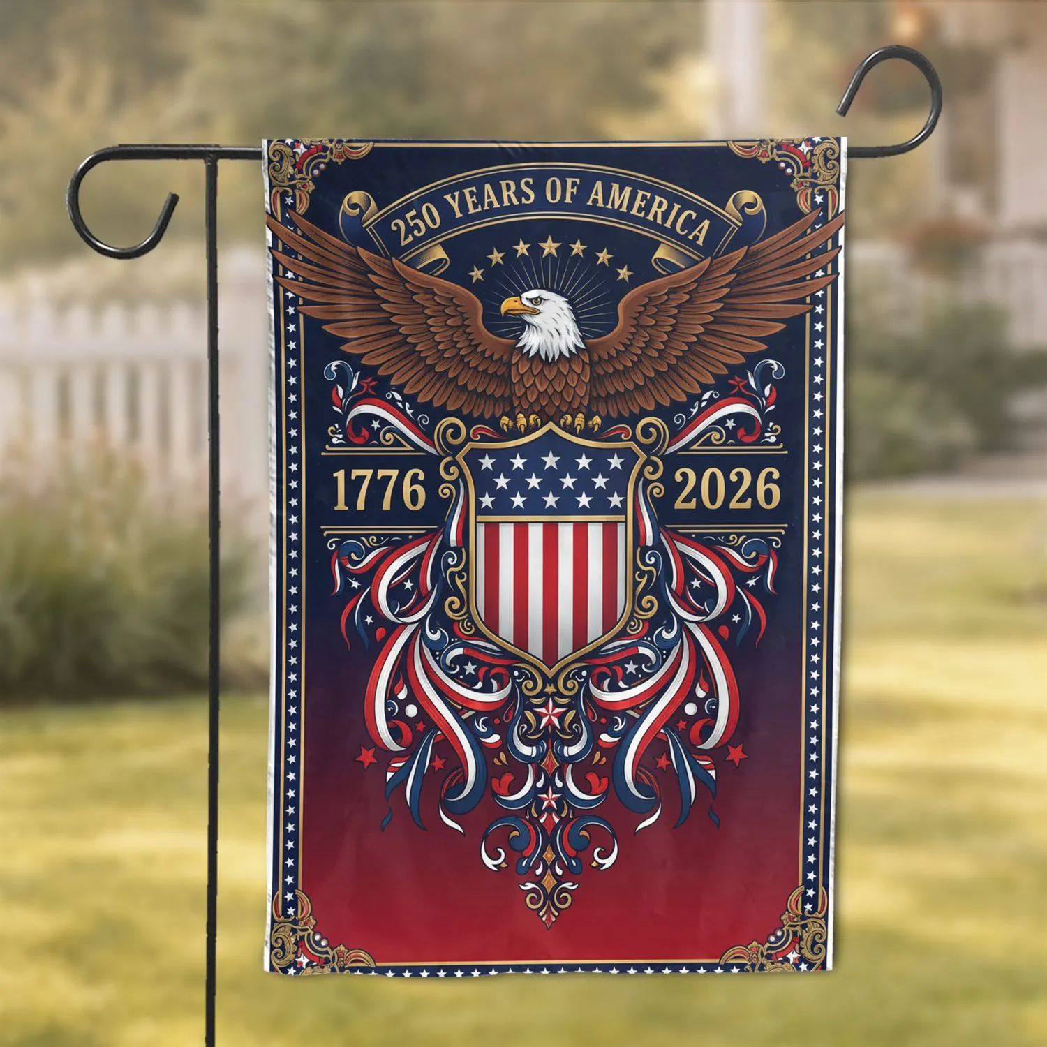 Bald Eagle American Flag 1776-2026 - USA 250th Anniversary Independence Day Garden Flag - 1