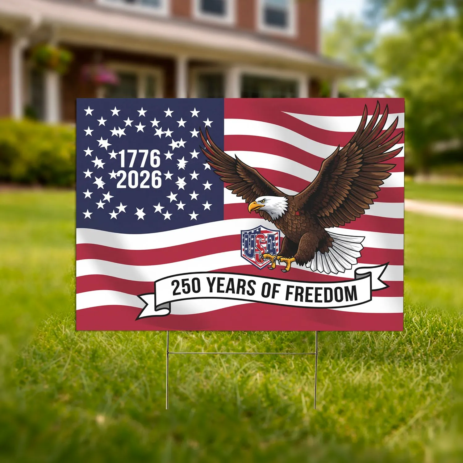 Bald Eagle American Flag 1776-2026 - USA 250th Anniversary Freedom Celebration Yard Sign - 1