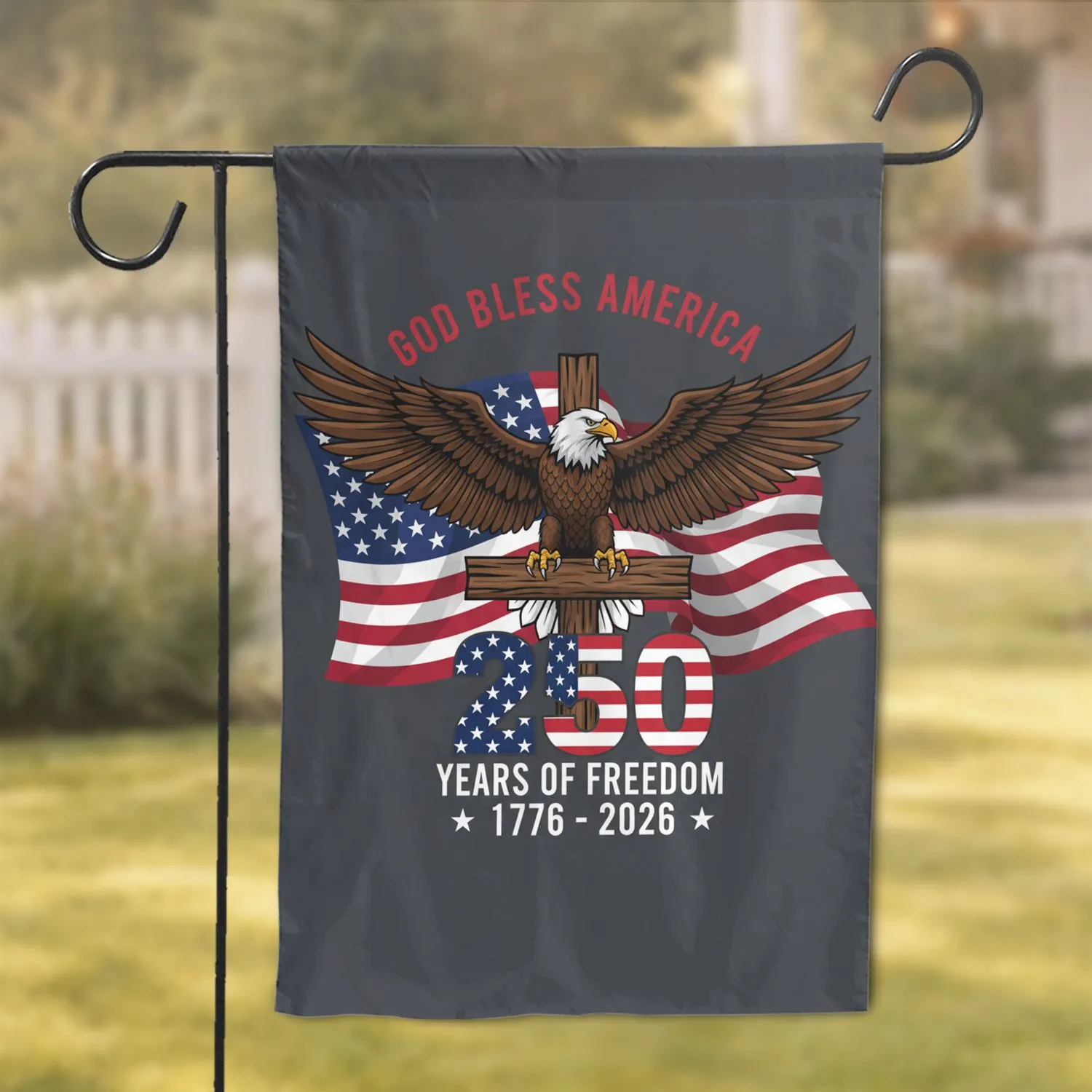 Bald Eagle American Flag 1776-2026 - God Bless America 250th Anniversary of Freedom Celebration Garden Flag - 1