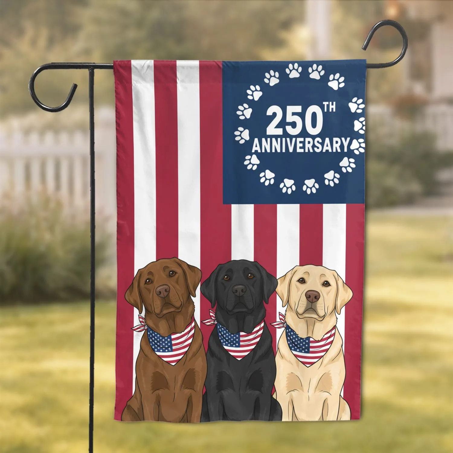 Labrador Retrievers American Flag - USA 250th Anniversary 1776-2026 Patriotic Dog Art Garden Flag - 1