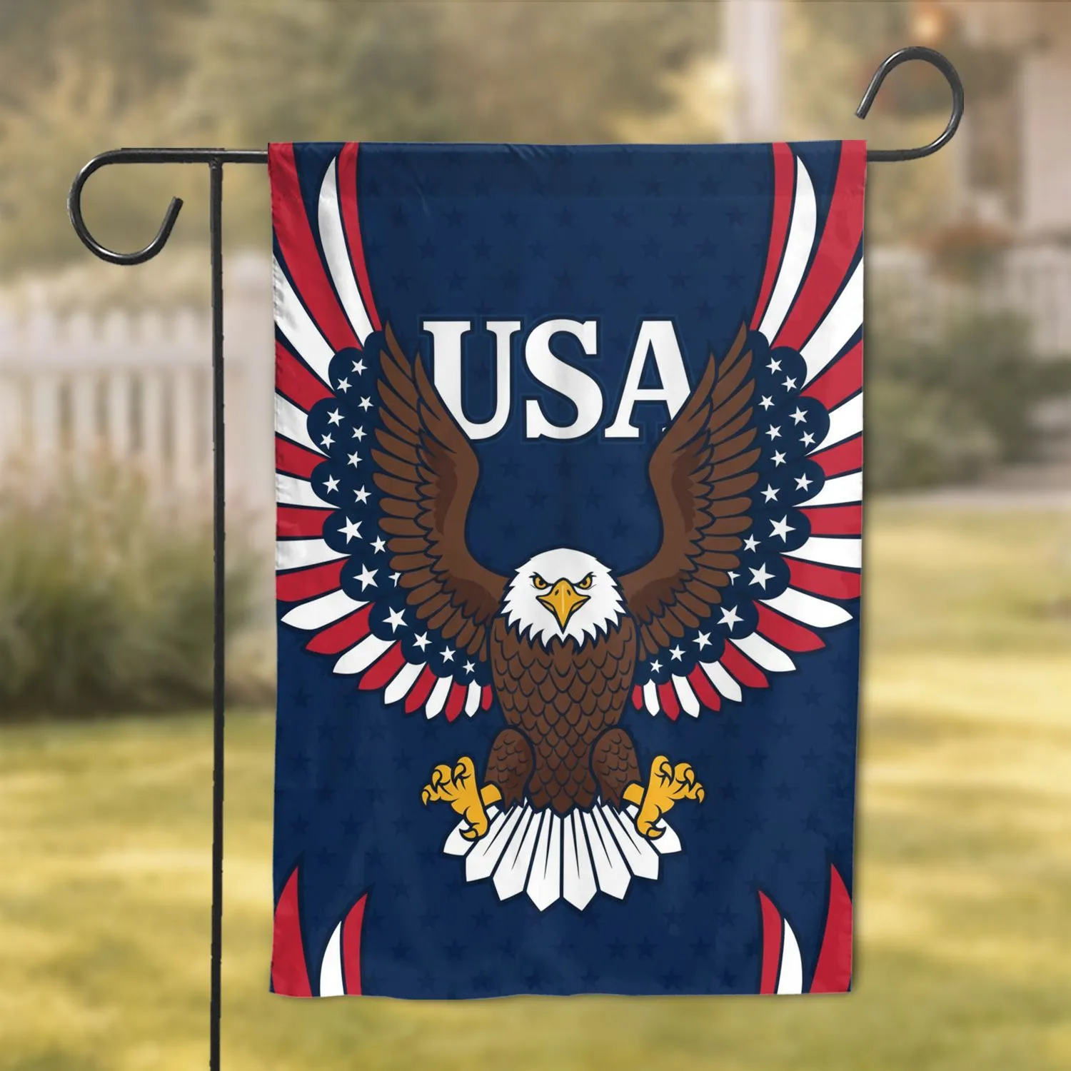 Bald Eagle USA American Flag Patriotic - National Pride Gift for Veterans & Fathers Garden Flag - 1