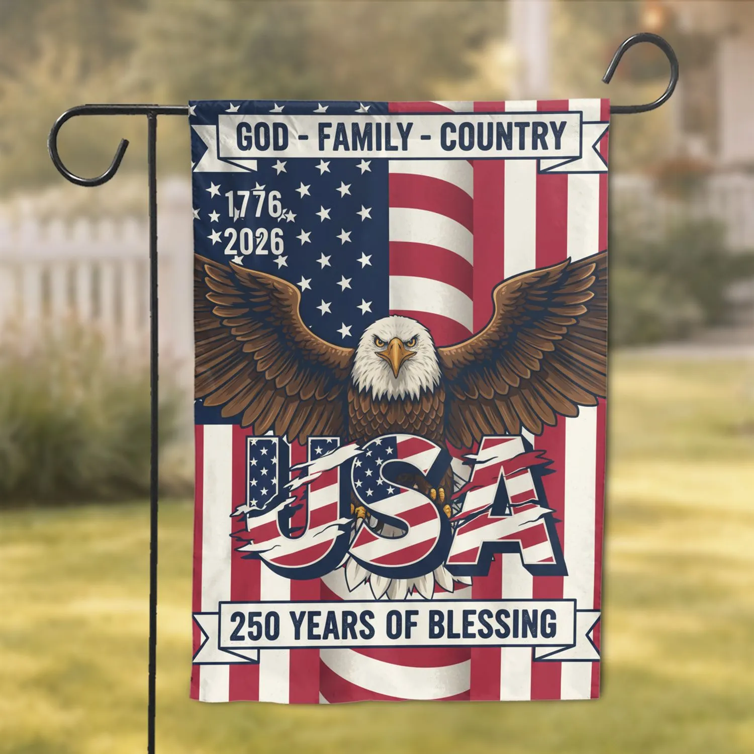 Bald Eagle American Flag 1776-2026 - USA 250th Anniversary God Family Country Garden Flag - 1