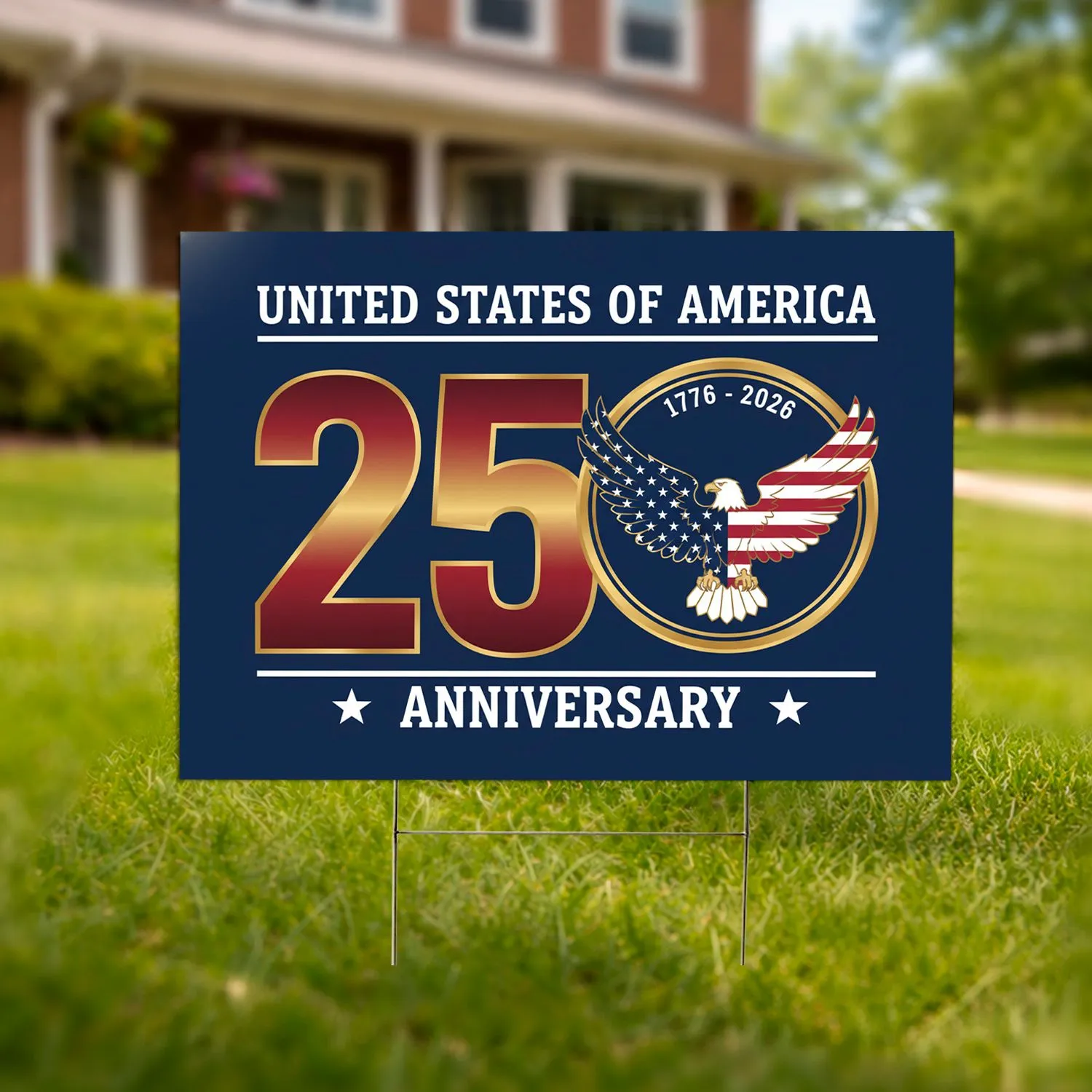 250th Anniversary United States Bald Eagle Flag 1776-2026 - Patriotic Heritage Display Yard Sign - 1