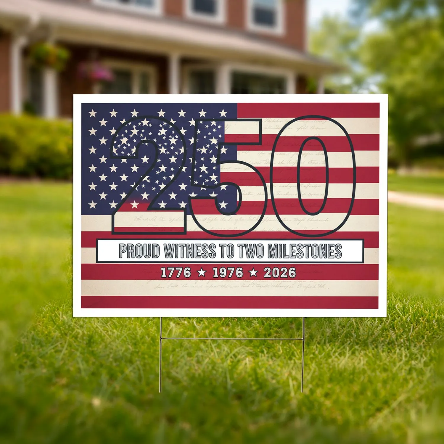 American Flag 250 - 1776-2026 Milestones - USA 250th Anniversary Tribute Yard Sign - 1