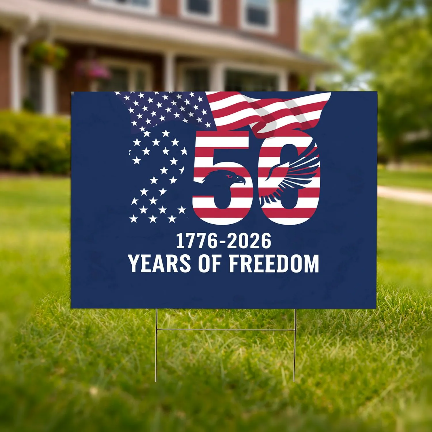 Bald Eagle American Flag 250 - USA 250th Anniversary 1776-2026 Gift for Veterans Yard Sign - 1