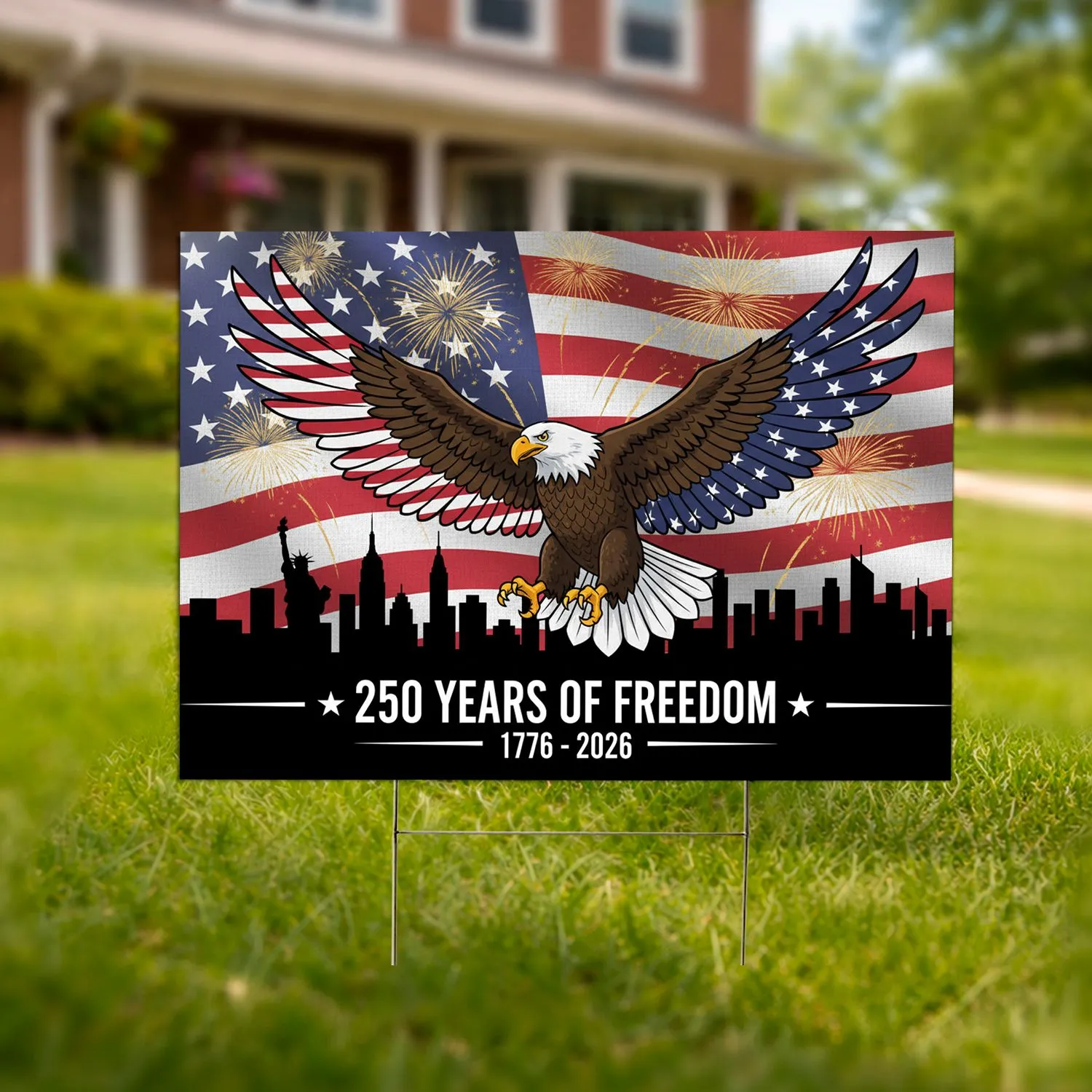 Bald Eagle American Flag 1776-2026 - USA 250th Anniversary Patriotic Tribute Yard Sign - 1