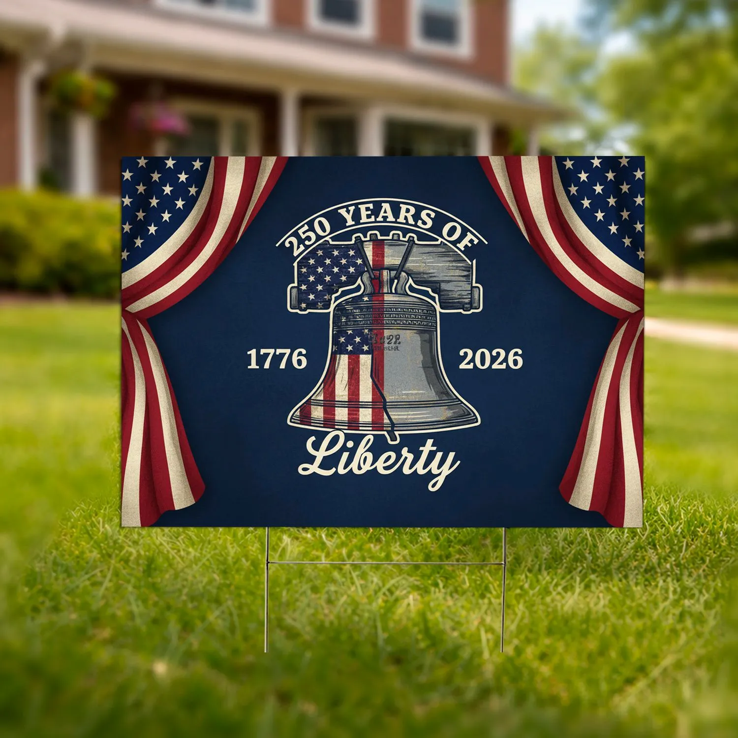 Liberty Bell American Flag 1776-2026 - USA 250th Anniversary '250 Years of Liberty' Yard Sign - 1