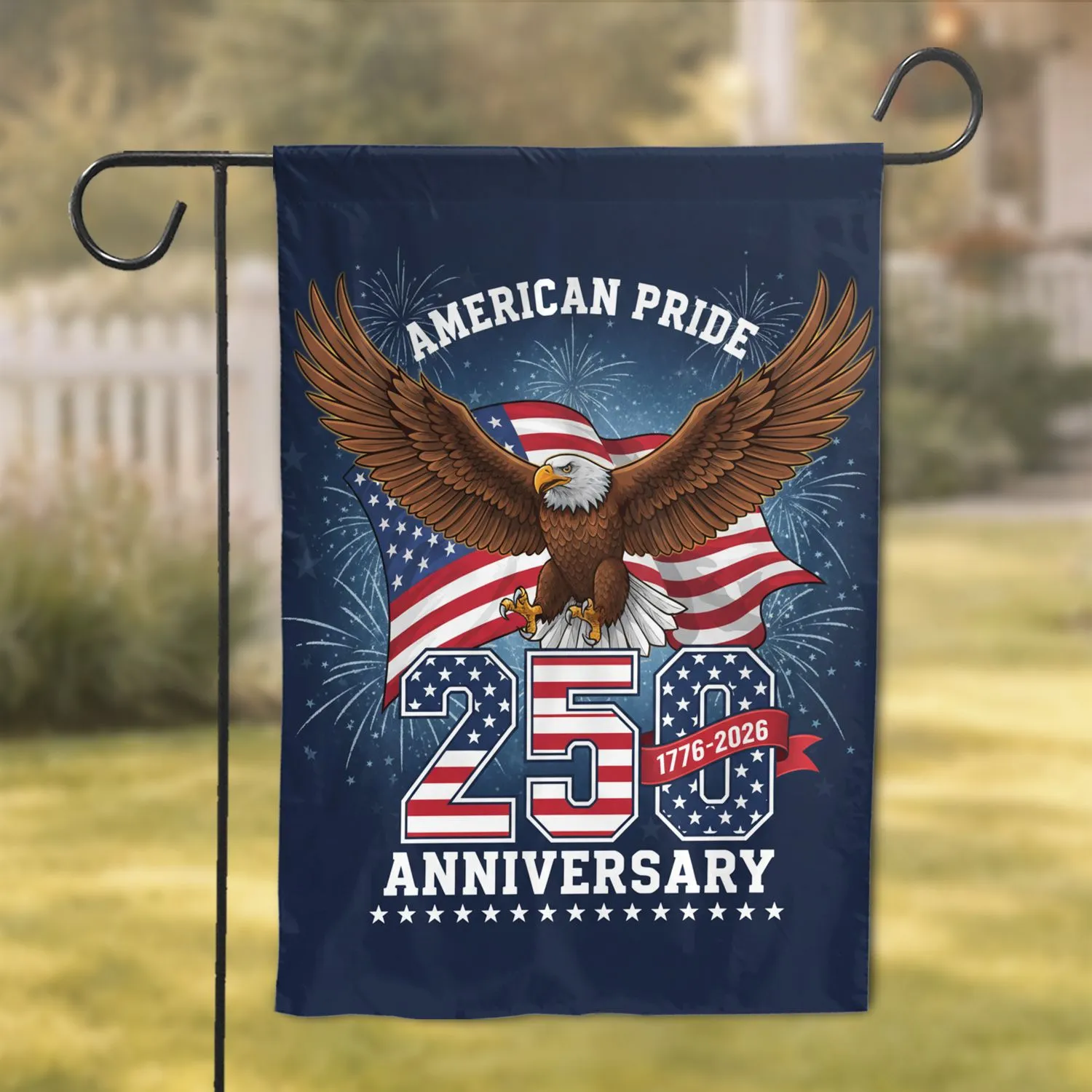 Bald Eagle American Flag 250th Anniversary 1776-2026 - USA Patriotism Celebration Garden Flag - 1