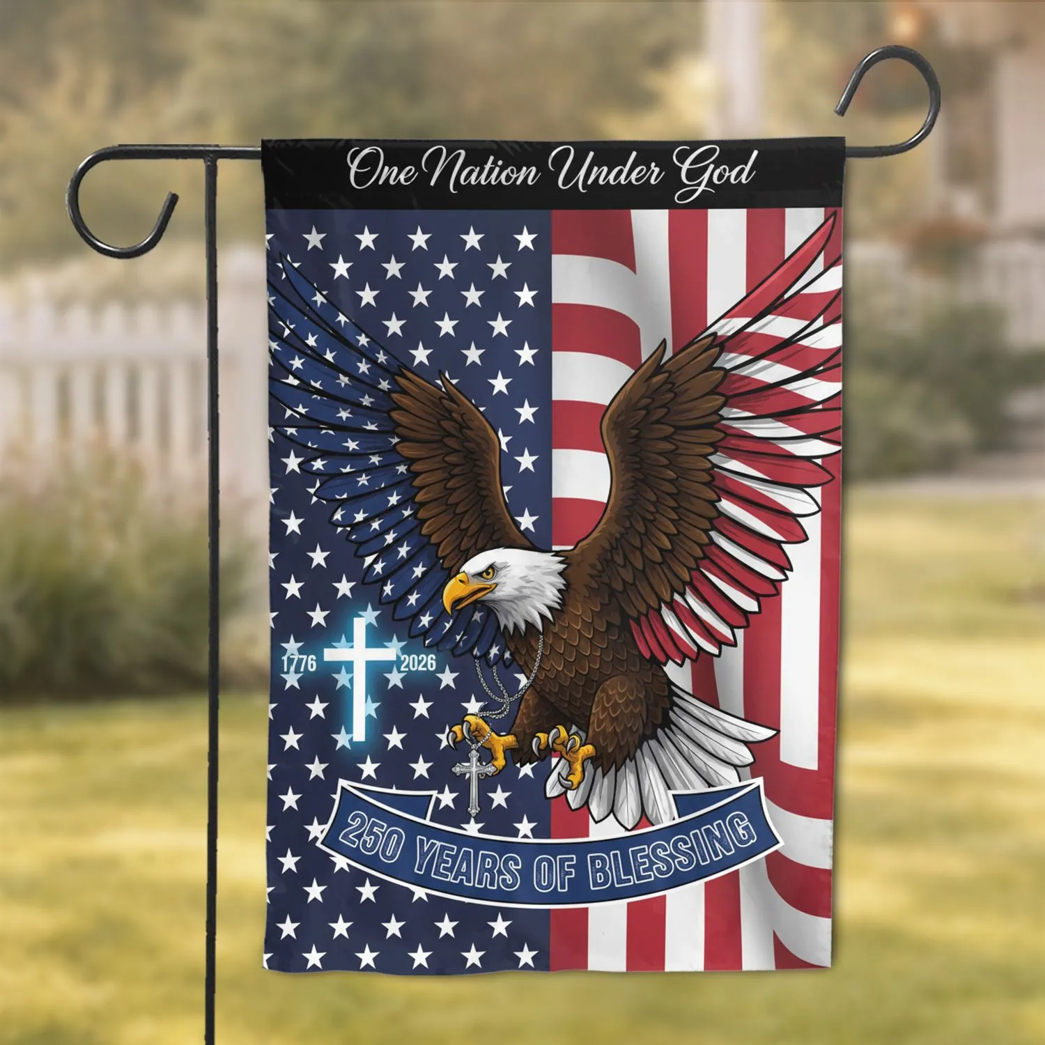 Bald Eagle American Flag 1776-2026 - USA 250th Anniversary '250 Years of Blessing' Garden Flag - 1