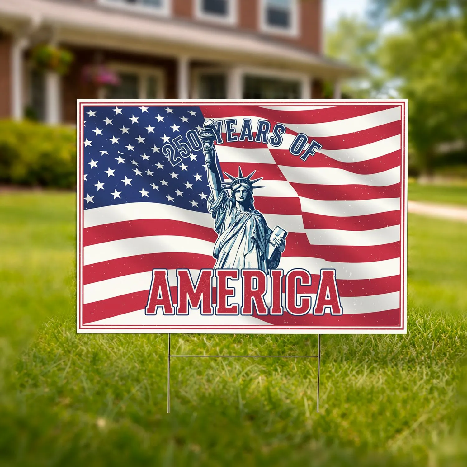 Statue of Liberty American Flag 1776-2026 - USA 250th Anniversary Patriotic Tribute Yard Sign - 1