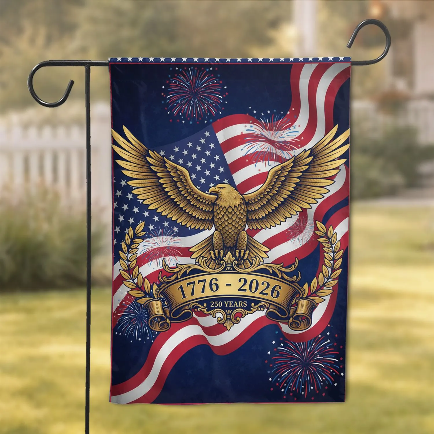 Bald Eagle American Flag 1776-2026 - USA 250th Anniversary Independence Day Garden Flag - 1