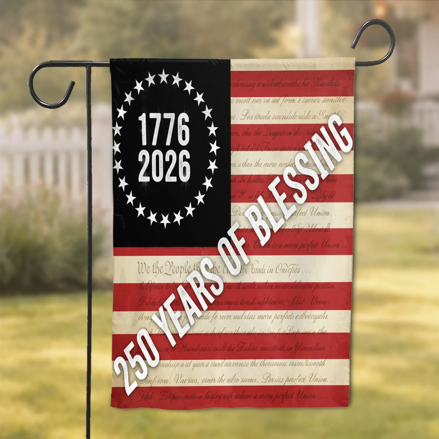 Black Canton Flag 1776-2026 We The People - USA 250 Years of Blessing Heritage Garden Flag - 1
