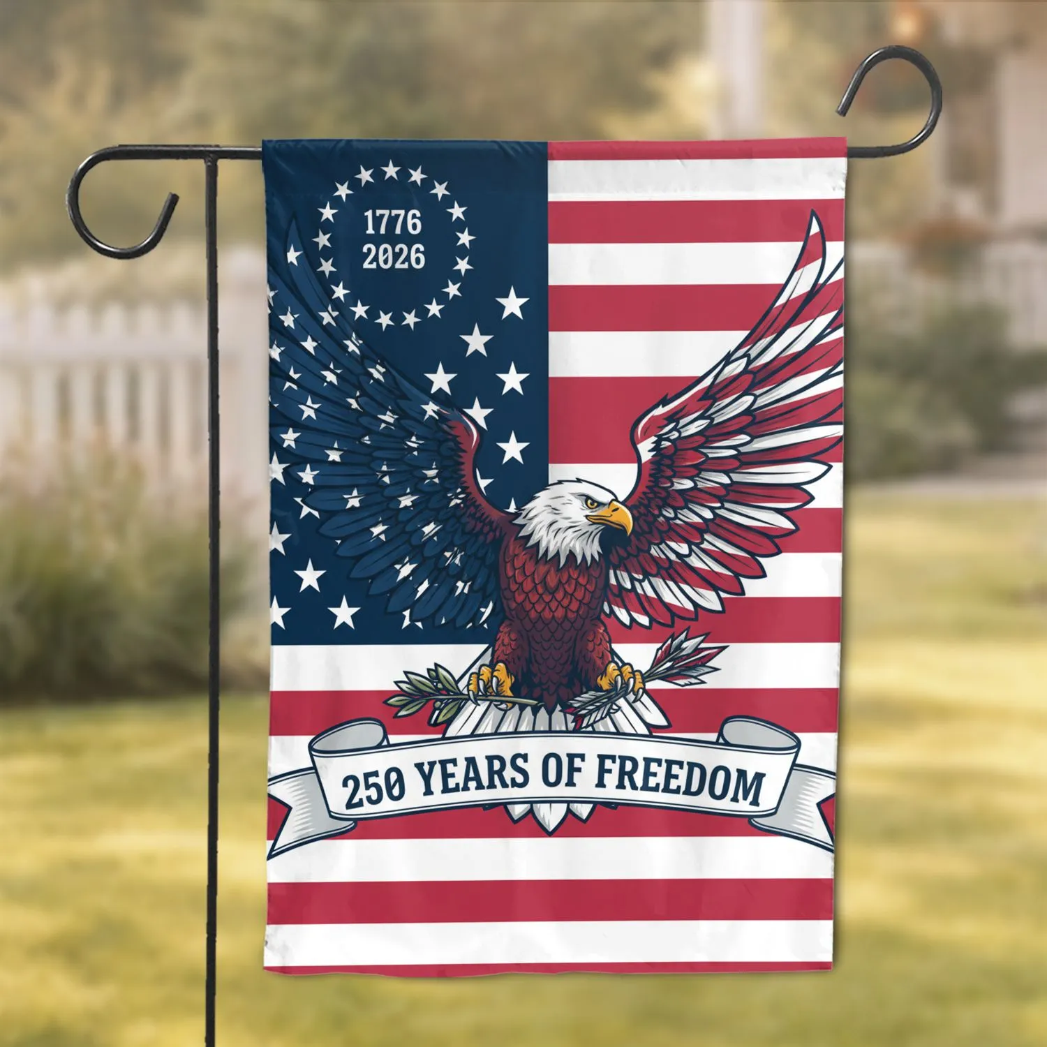 Bald Eagle American Flag 1776-2026 - USA 250 Years of Freedom Independence Day Garden Flag - 1