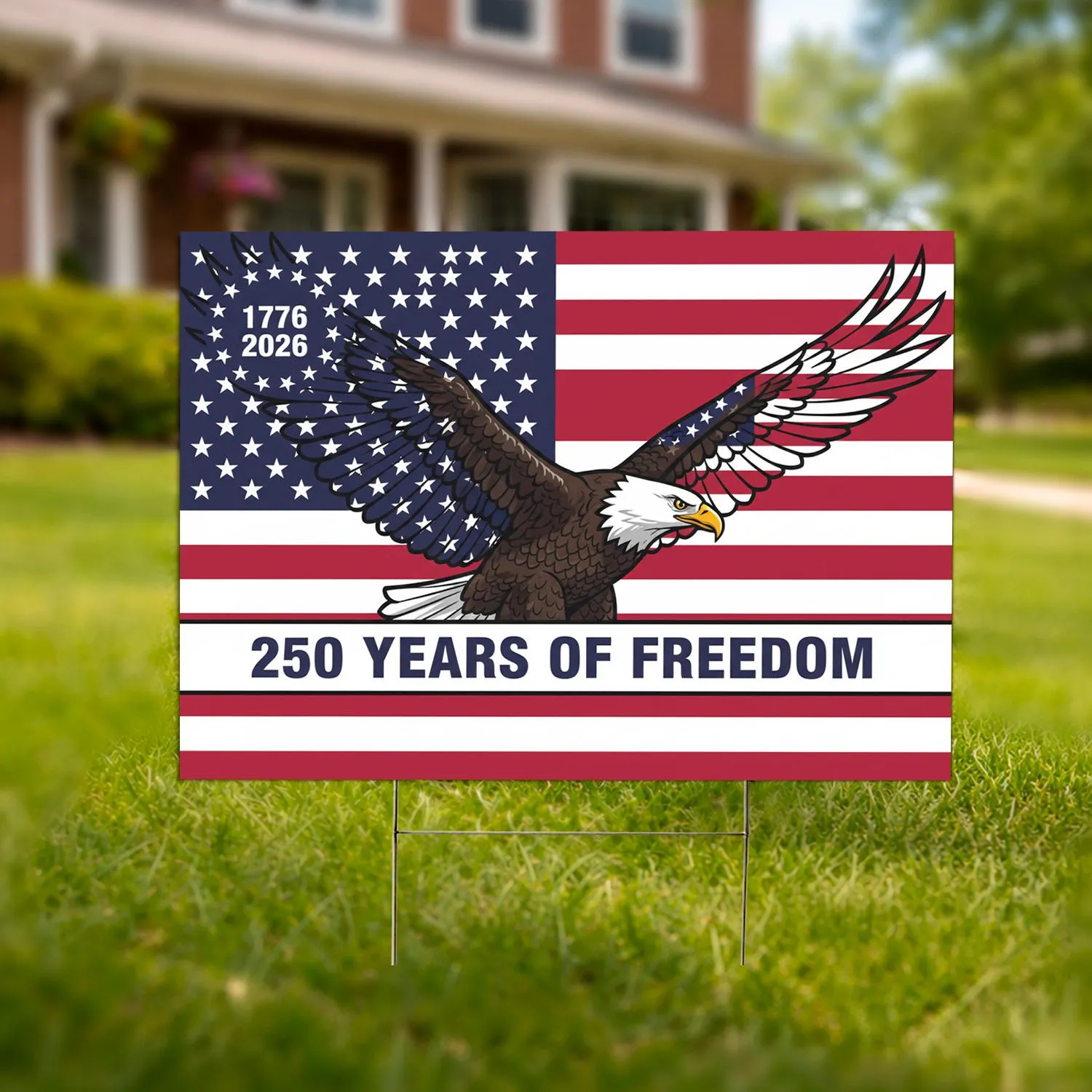 Bald Eagle American Flag 1776-2026 - USA 250th Anniversary of Freedom Celebration Yard Sign - 1