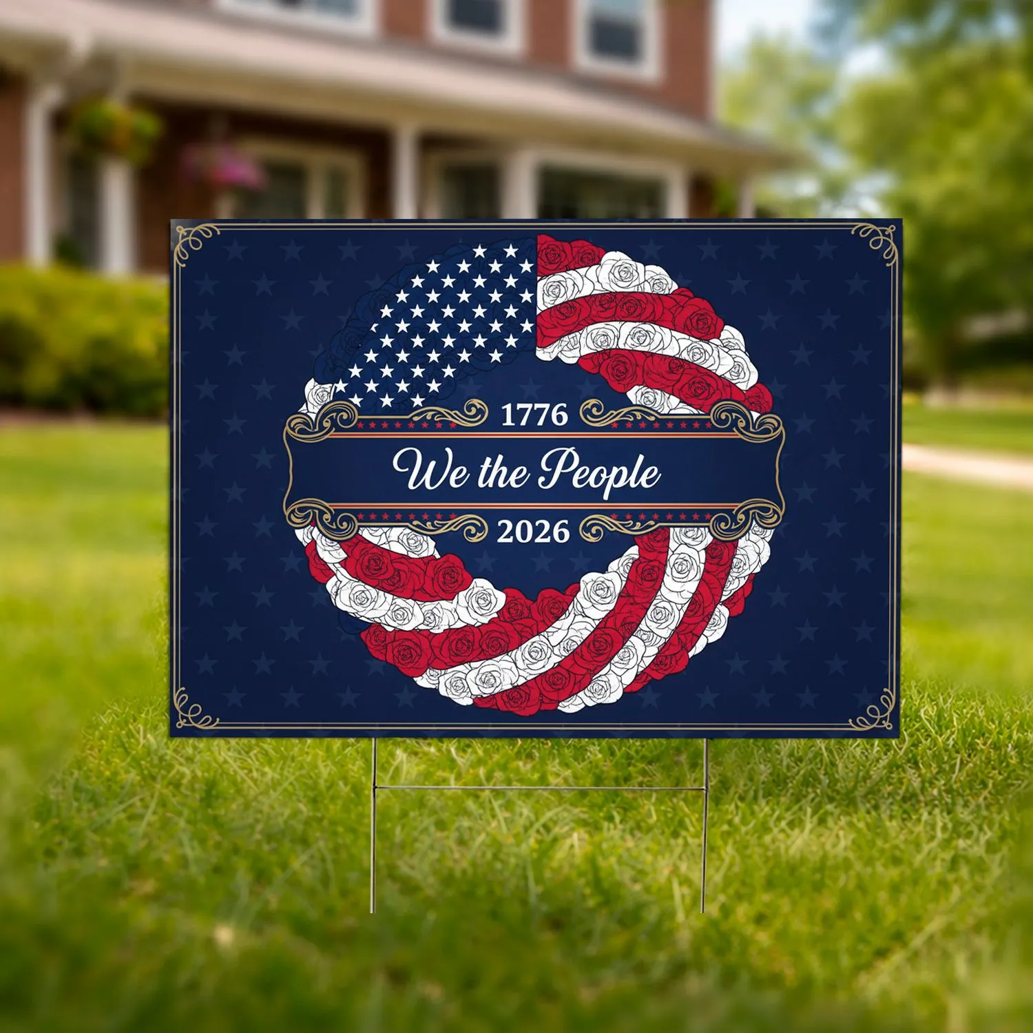 We The People Patriotic Wreath 1776-2026 - USA 250th Anniversary Independence Day Yard Sign - 1
