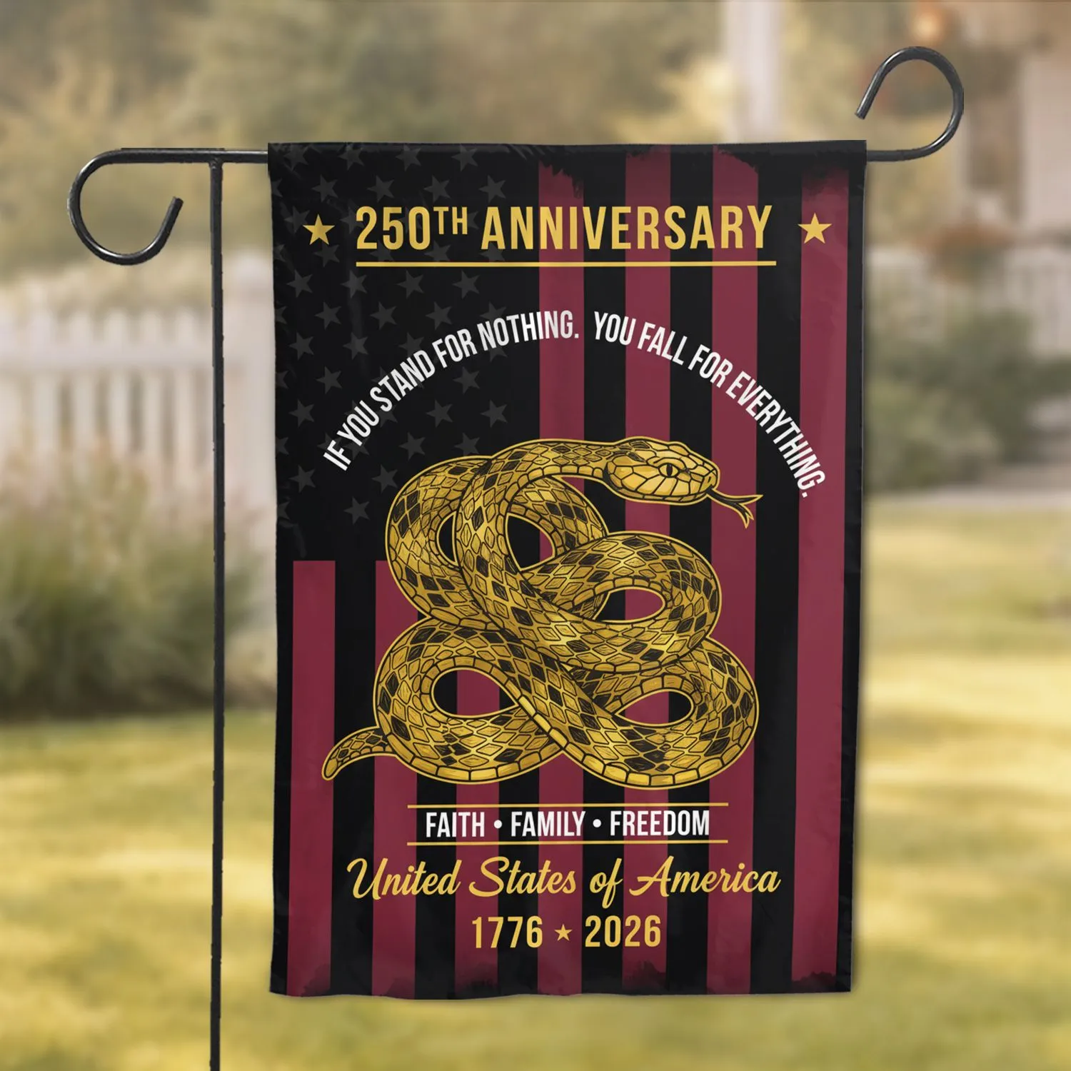 Gadsden Rattlesnake Don't Tread On Me - 250th Anniversary 1776-2026 American Flag Garden Flag - 1