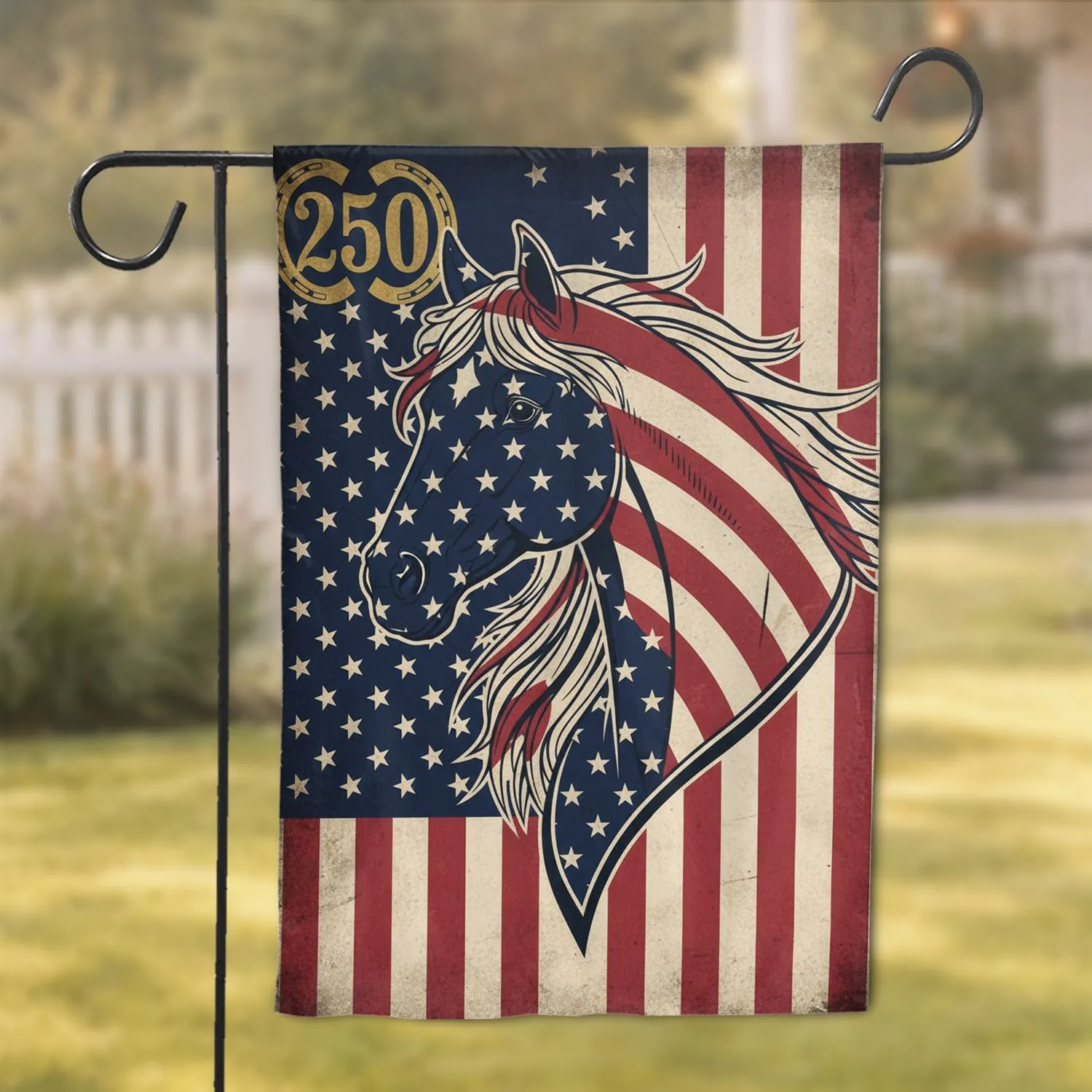 Majestic Horse American Flag 1776-2026 - USA 250th Anniversary Patriotic Gift for Dad Garden Flag - 1