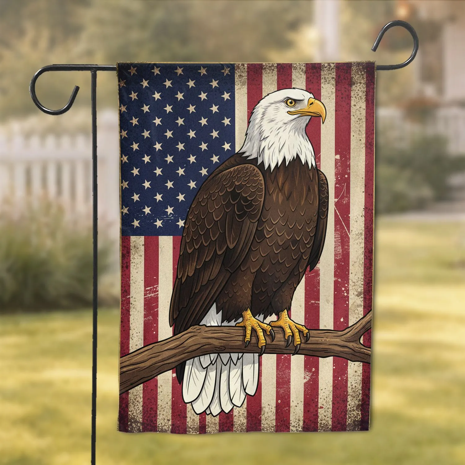 Bald Eagle American Flag 1776-2026 - USA 250th Anniversary Rustic Americana Garden Flag - 1