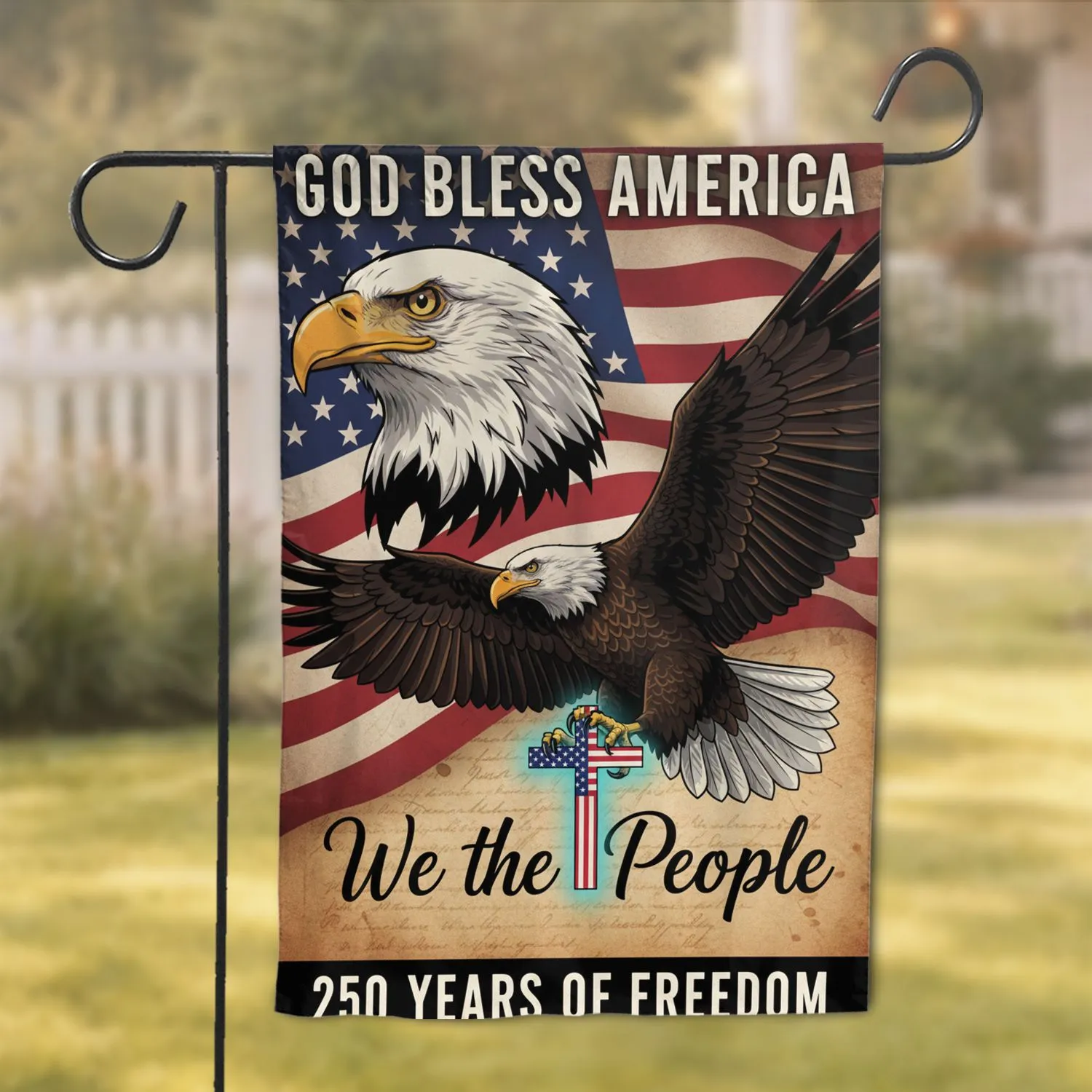 Bald Eagle American Flag 'We The People' - USA 250th Anniversary 1776-2026 for Veterans Garden Flag - 1