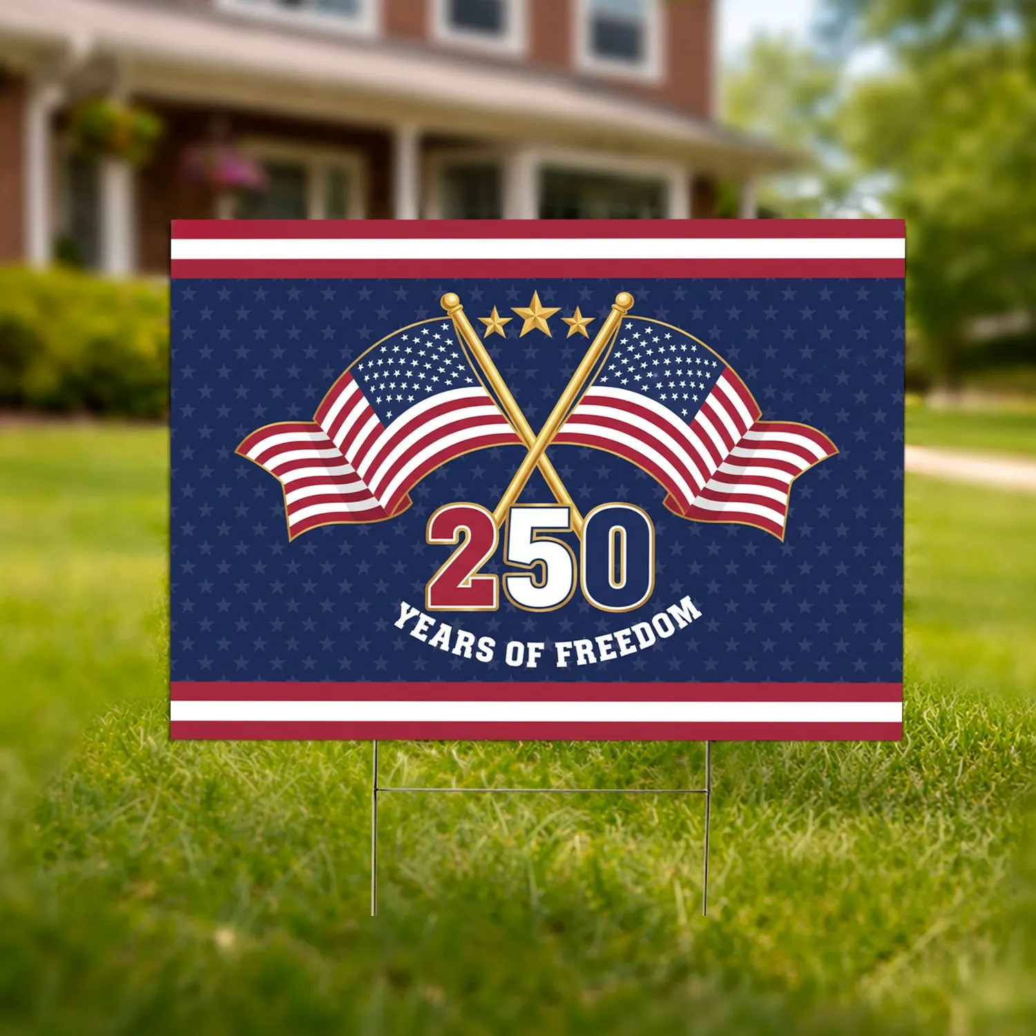 Crossed American Flags Betsy Ross 1776-2026 - USA 250th Anniversary Patriotic Design Yard Sign - 1