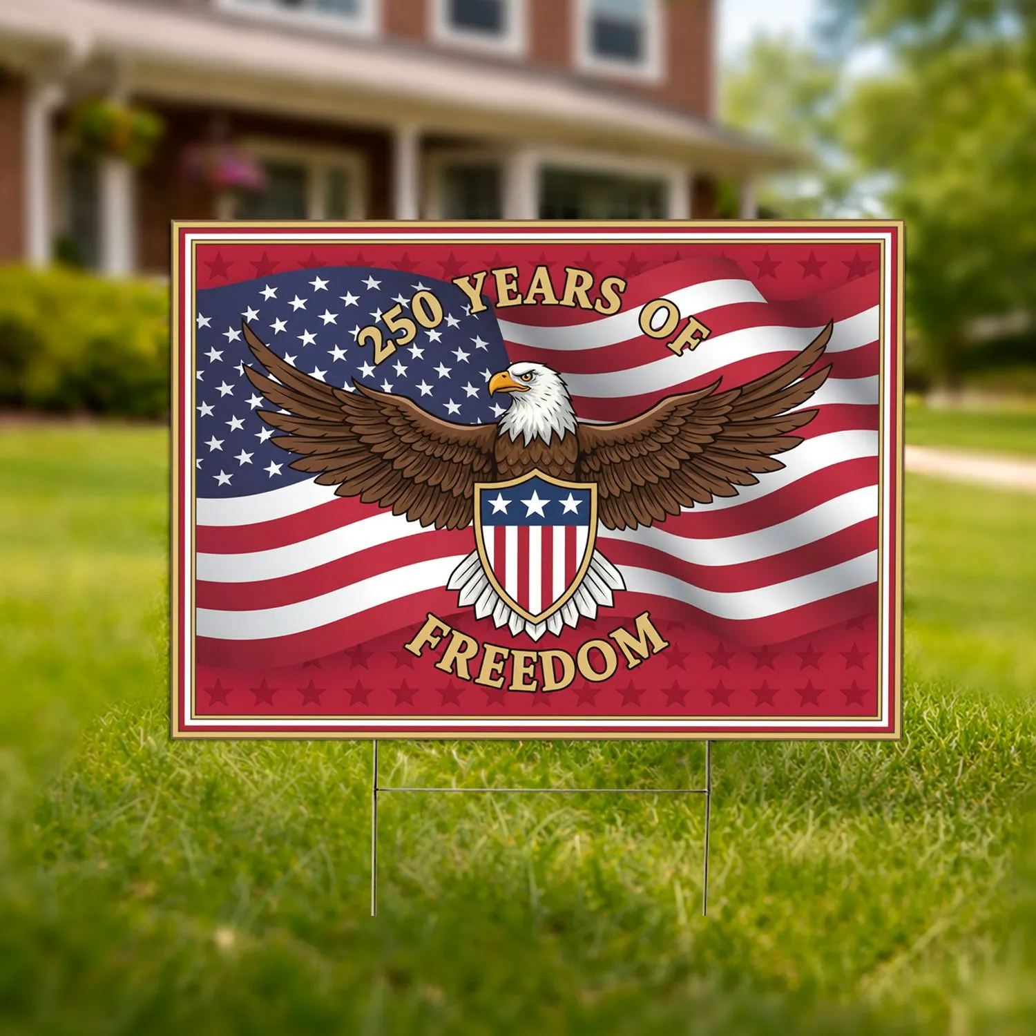 Bald Eagle American Flag 1776-2026 - USA 250th Anniversary Freedom Day Heritage Yard Sign - 1