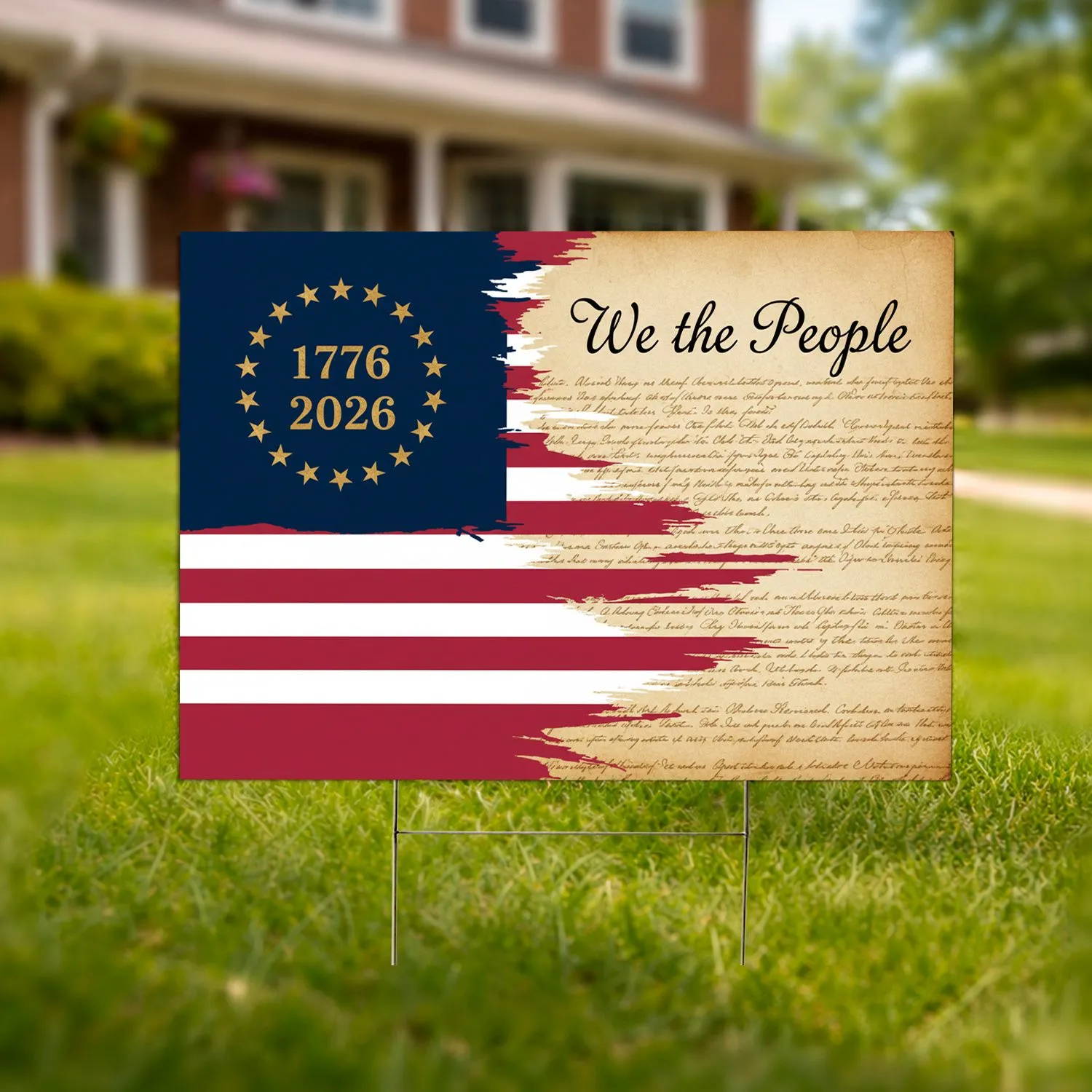 We The People American Flag 1776-2026 - USA 250th Anniversary Independence Day Yard Sign - 1