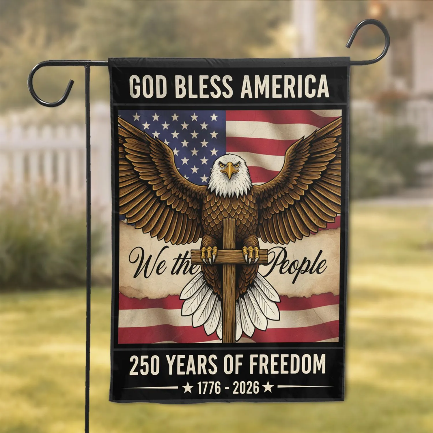 Bald Eagle American Flag 1776-2026 - USA 250th Anniversary We The People Heritage Garden Flag - 1