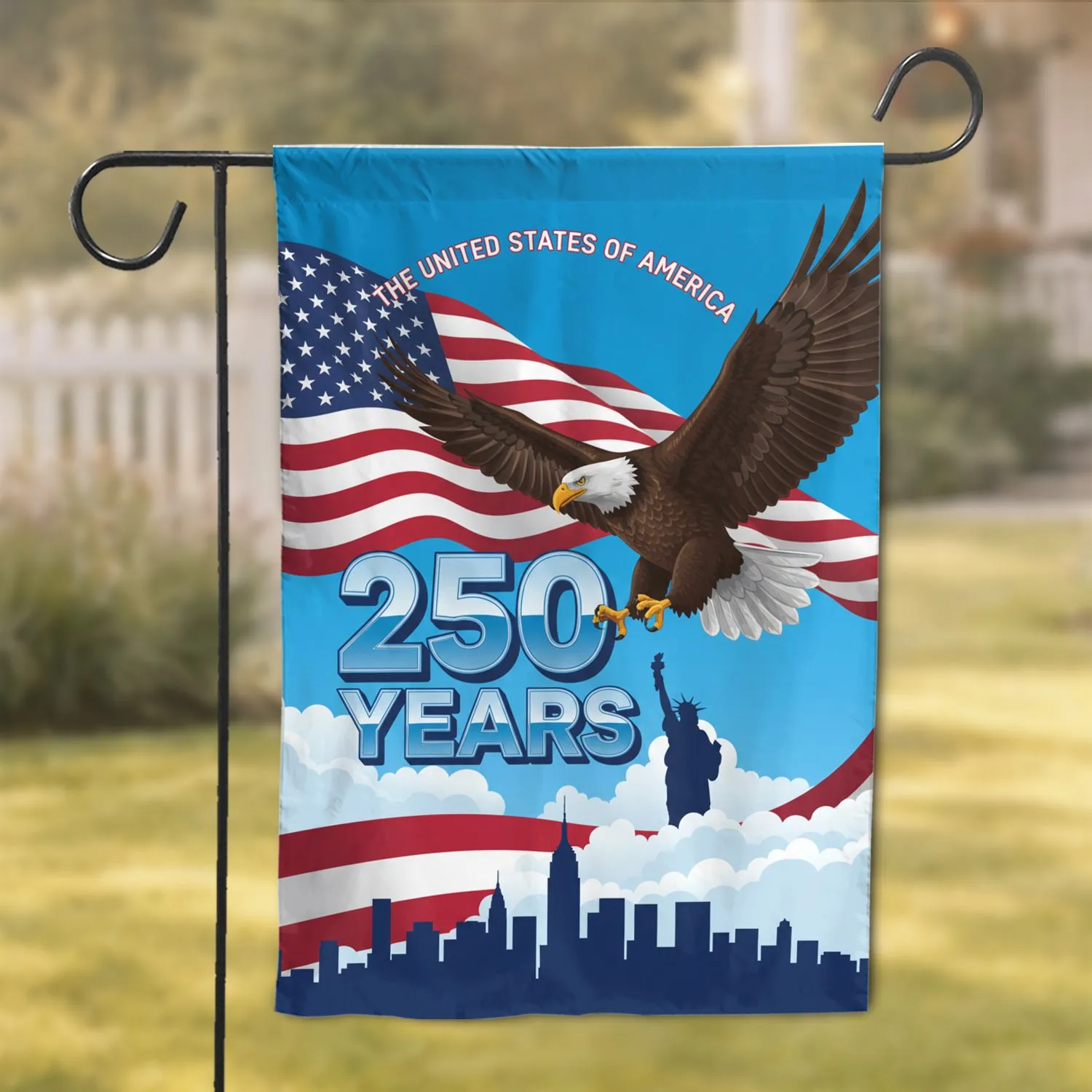 Bald Eagle American Flag Statue of Liberty 1776-2026 - USA 250th Anniversary Patriotic Gift Garden Flag - 1