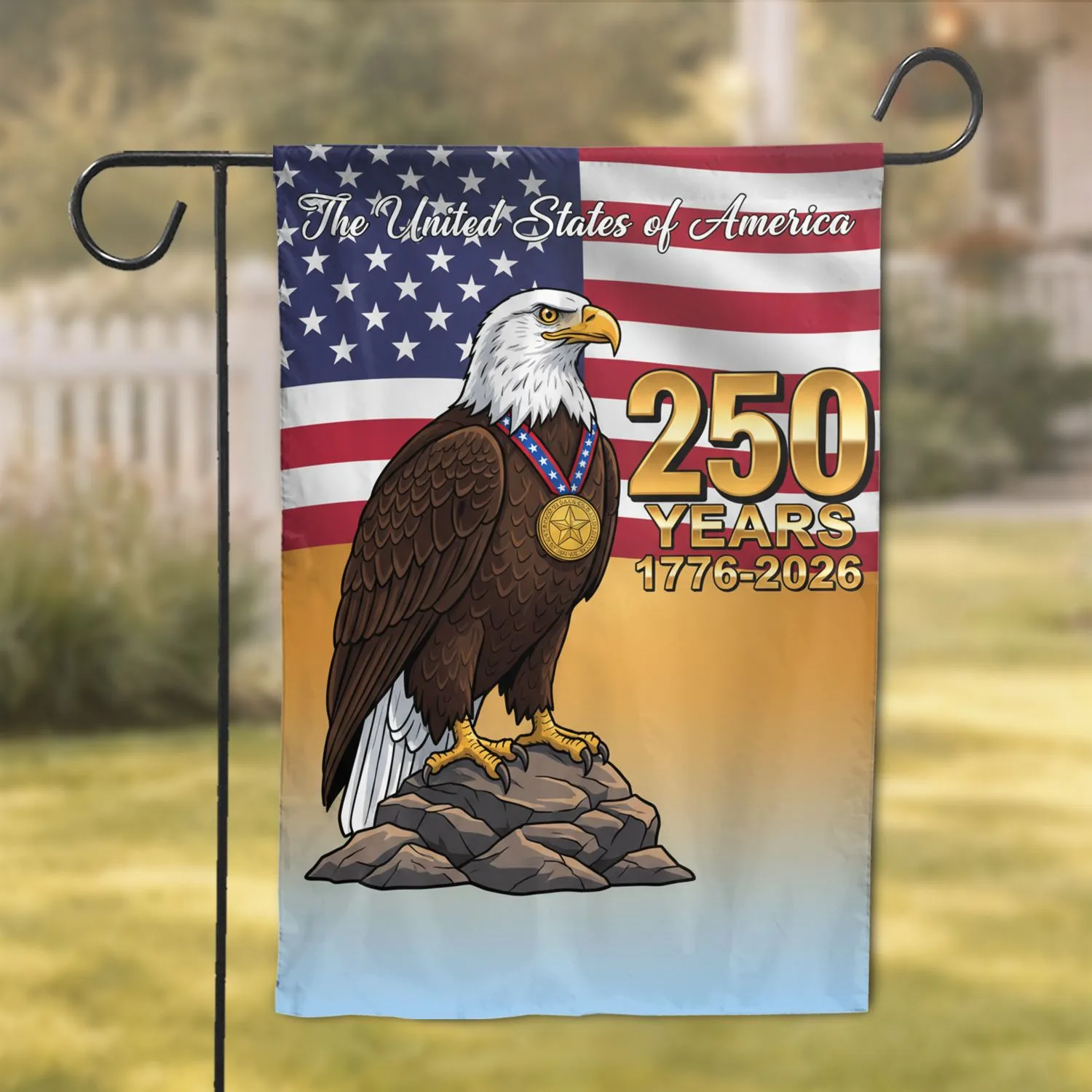 Bald Eagle American Flag 1776-2026 - USA 250th Anniversary Patriotic Commemorative Garden Flag - 1