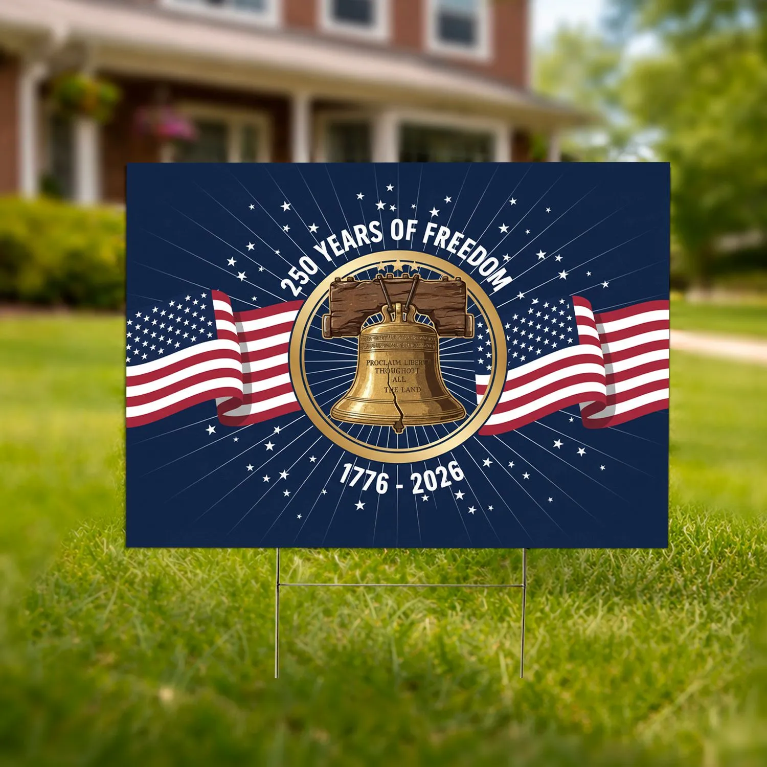 Liberty Bell American Flag 1776-2026 - USA 250th Anniversary Patriotic Freedom Celebration Yard Sign - 1