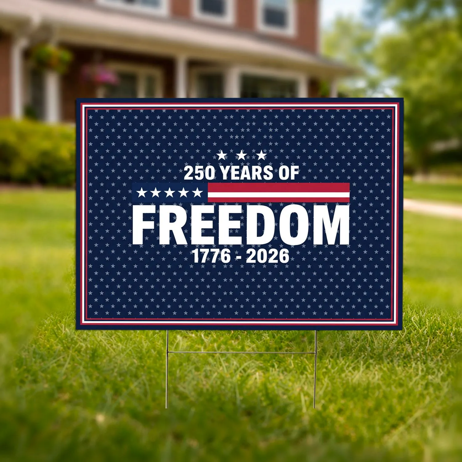250 Years of Freedom 1776-2026 Patriotic Flag Stripe USA Anniversary Decor Yard Sign - 1