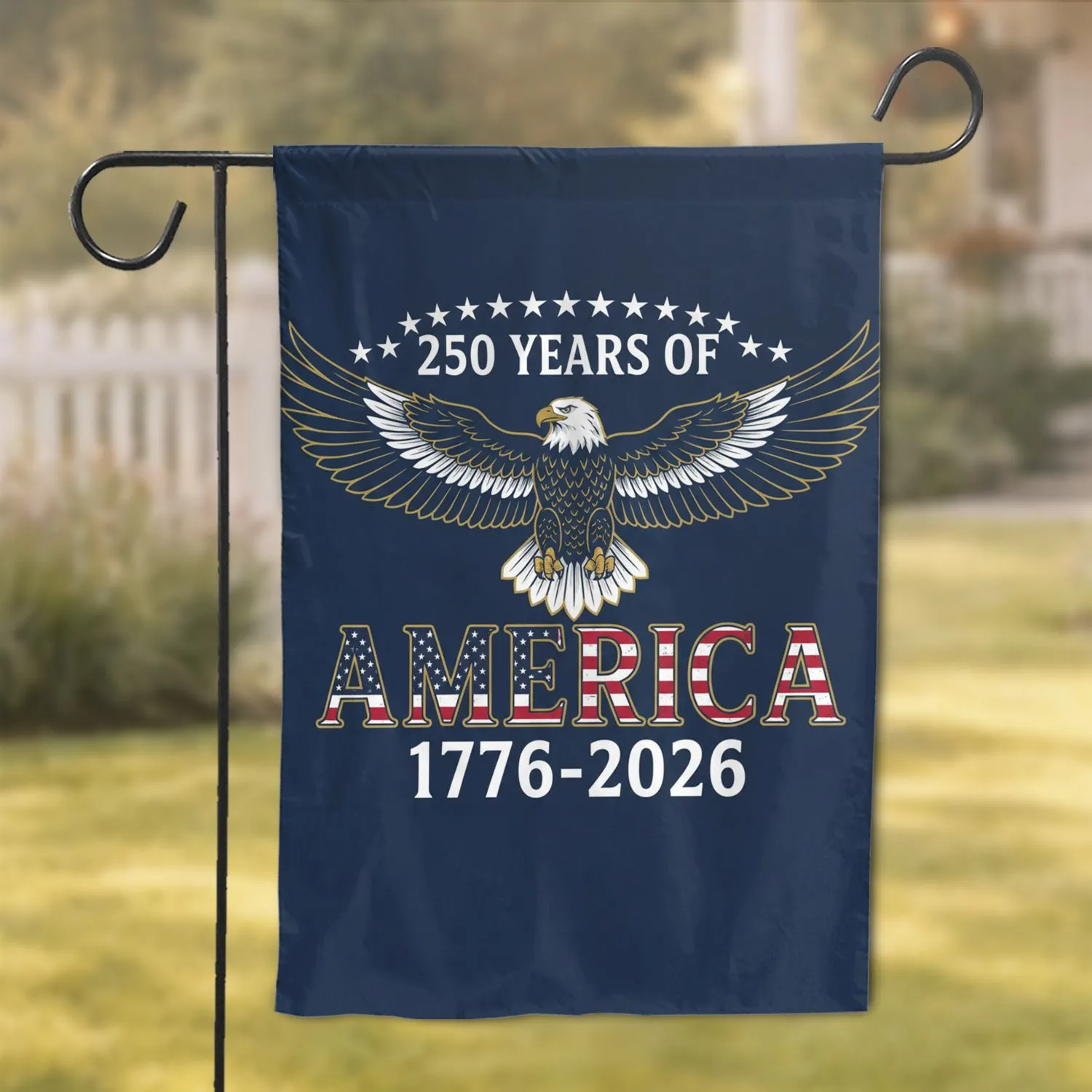 Bald Eagle American Flag America 1776-2026 - USA 250th Anniversary Independence Day Gift for Veterans Garden Flag - 1