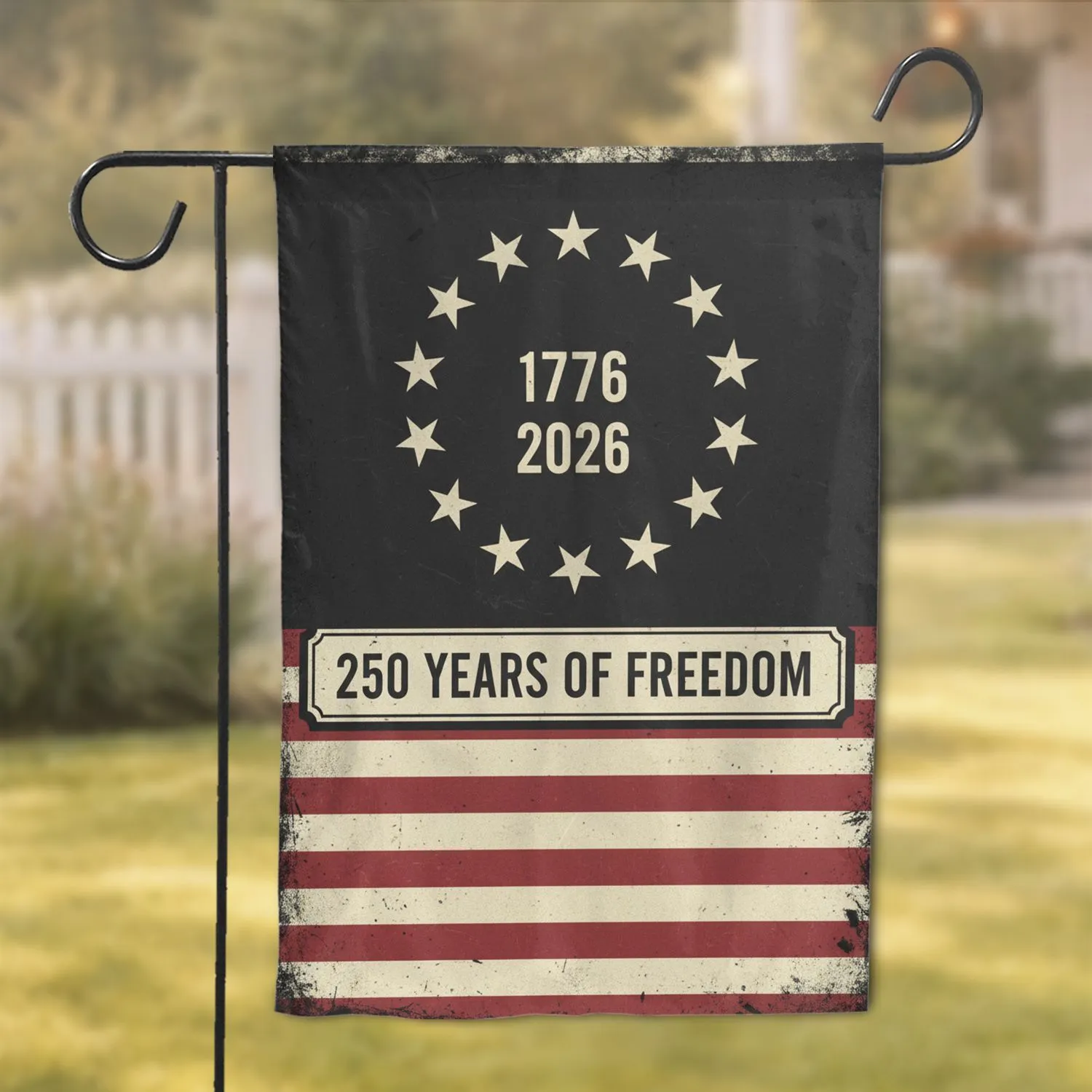 Distressed Betsy Ross Flag 1776-2026 - USA 250 Years of Freedom Patriotic Gift for Veterans Garden Flag - 1