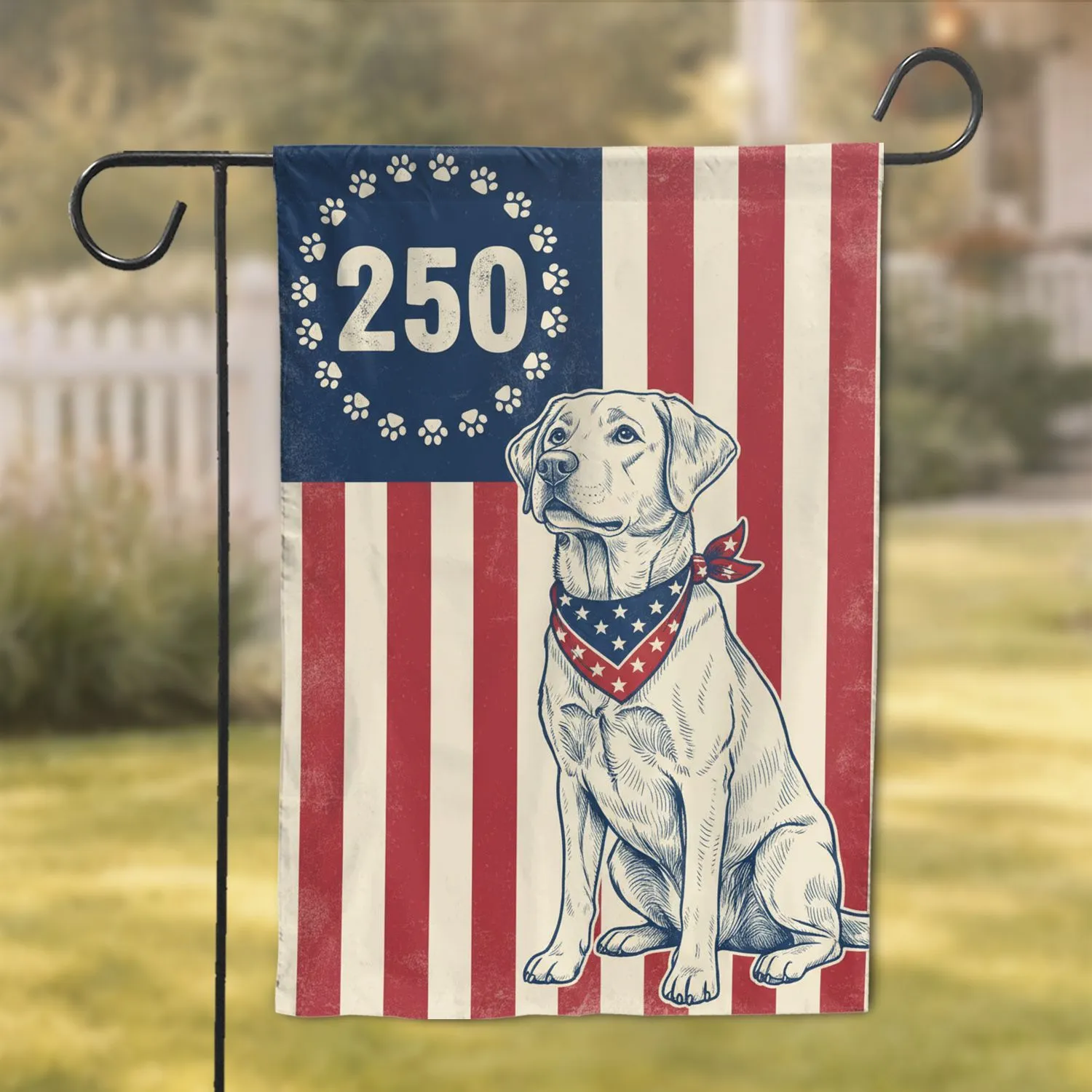 Labrador Retriever Patriotic Flag Art - USA 250th Anniversary Independence Day (1776-2026) Garden Flag - 1