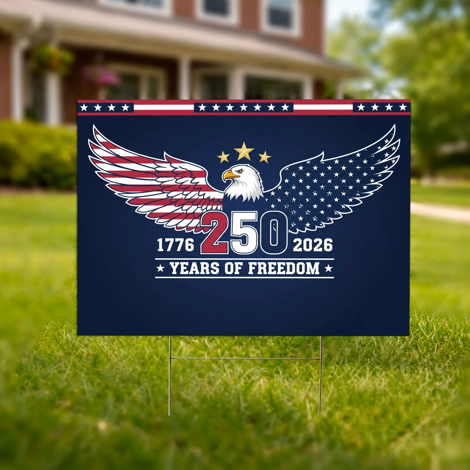 Bald Eagle American Flag 1776-2026 Patriotic - USA 250th Anniversary Independence Day Yard Sign - 1