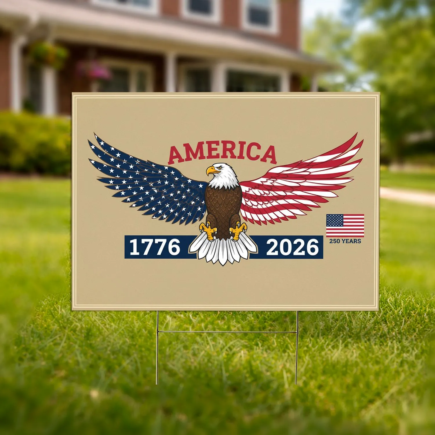 Bald Eagle American Flag 1776-2026 - USA 250th Anniversary Independence Day Gift for Veterans Yard Sign - 1