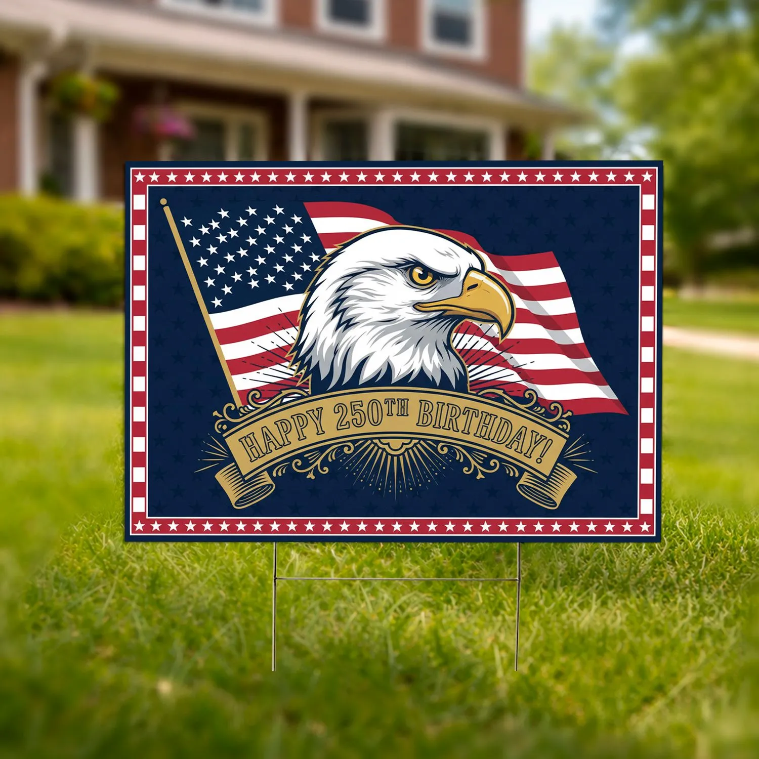 Bald Eagle American Flag 1776-2026 - USA 250th Anniversary Patriotic Celebration Yard Sign - 1