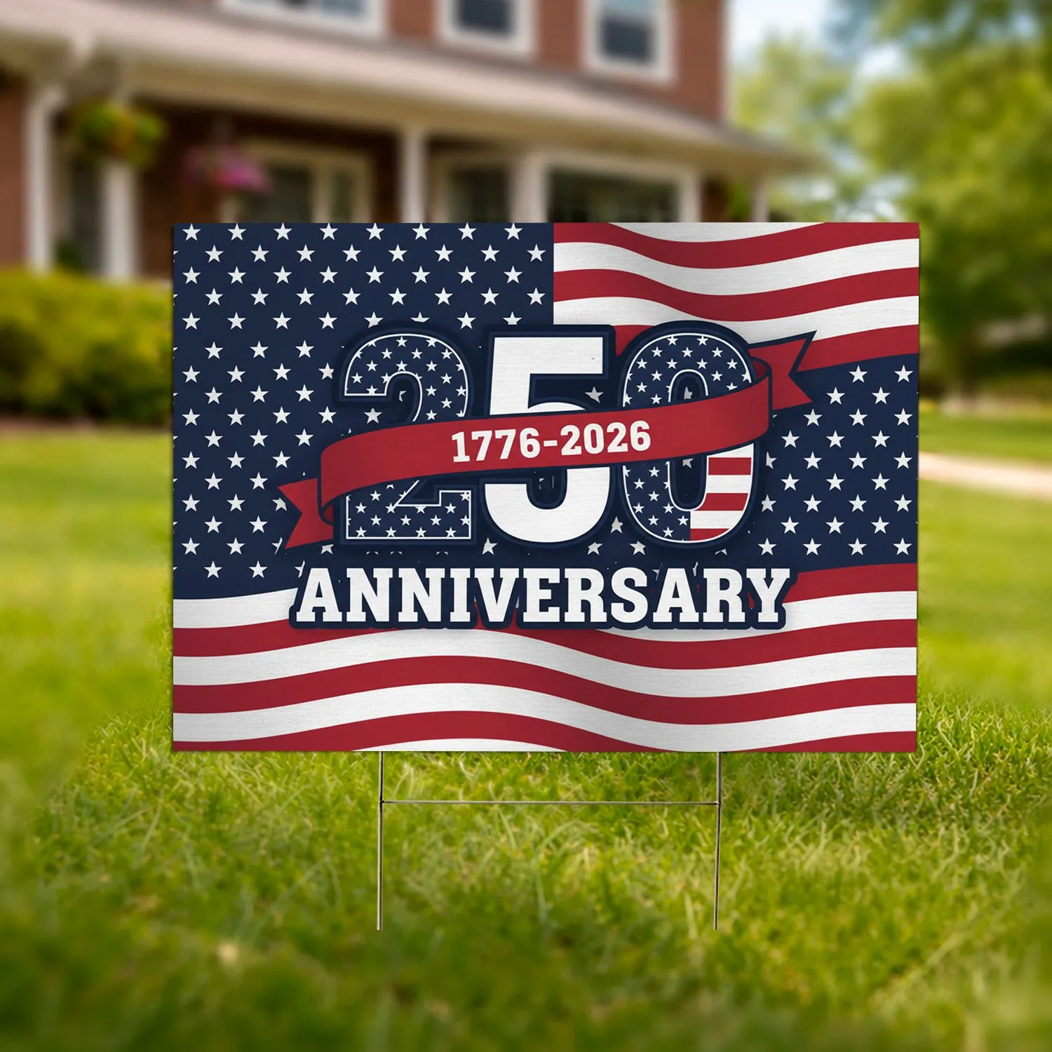 USA 250th Anniversary 1776-2026 Emblem - Patriotic Flag Celebration Gift for Fathers Yard Sign - 1