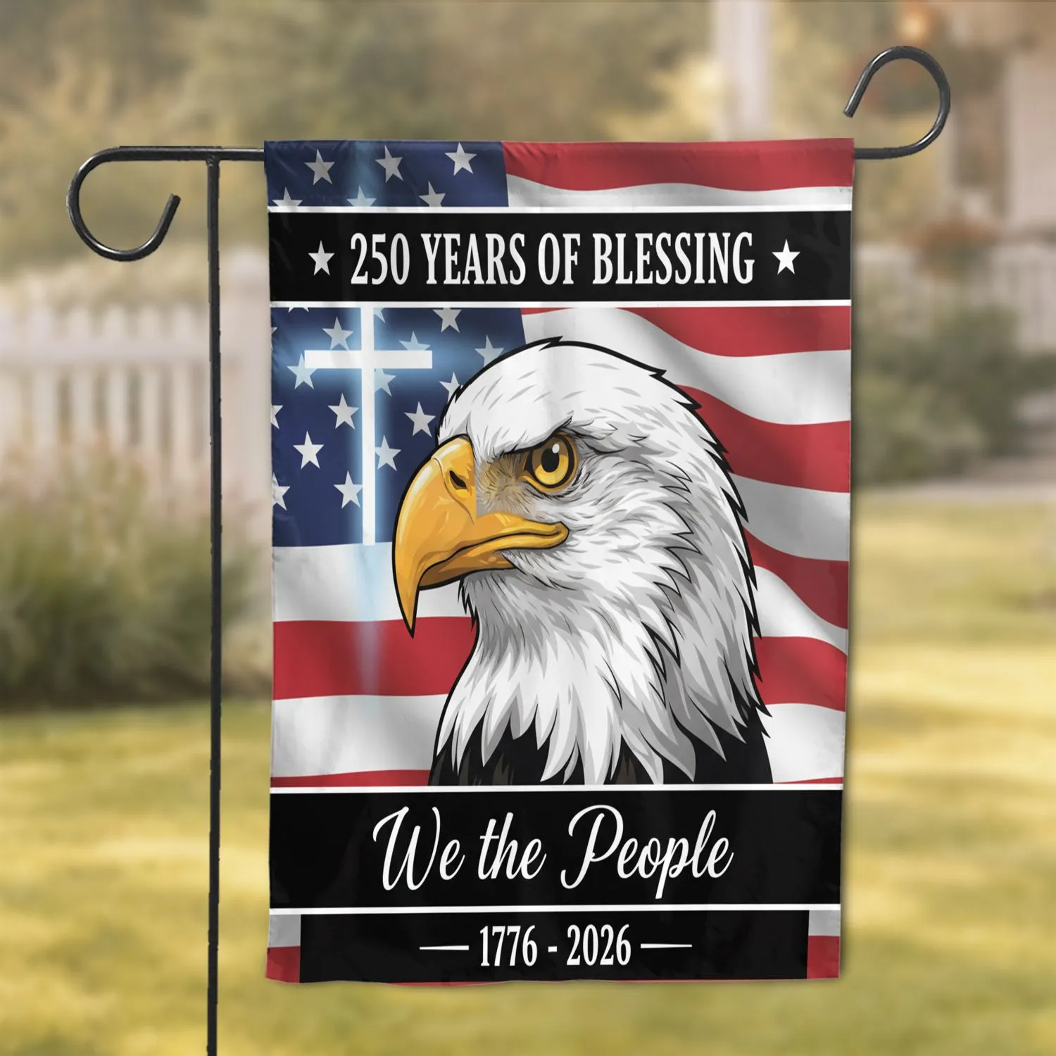 Bald Eagle American Flag We The People 1776-2026 - USA 250th Anniversary Patriotic Design Garden Flag - 1