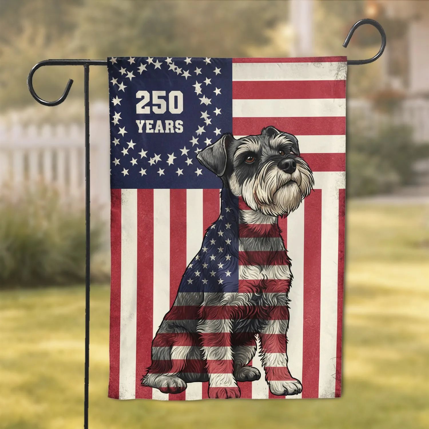 Schnauzer American Flag 250th Anniversary 1776-2026 - USA Patriotic Dog Pet Parent Garden Flag - 1