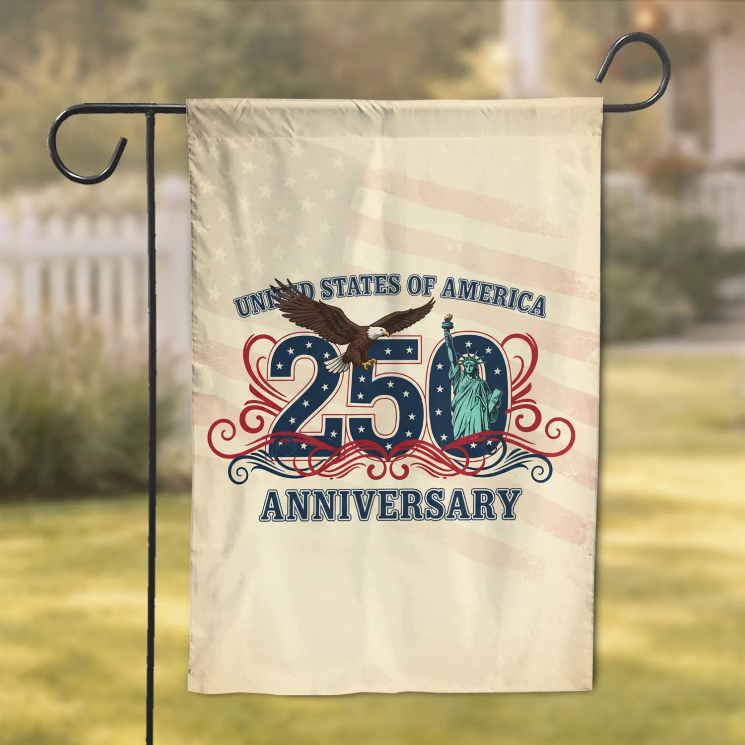 Bald Eagle Statue of Liberty American Flag 1776-2026 - USA 250th Anniversary Independence Day Garden Flag - 1