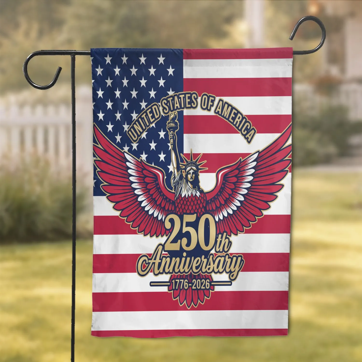Bald Eagle Lady Liberty American Flag 1776-2026 - USA 250th Anniversary Independence Day Garden Flag - 1
