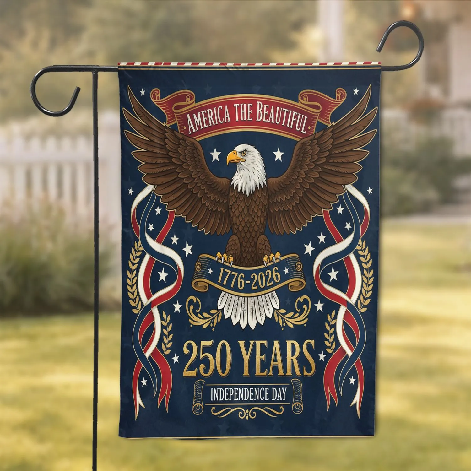 Bald Eagle American Flag 1776-2026 - USA 250th Anniversary Independence Day Gift for Dad Garden Flag - 1