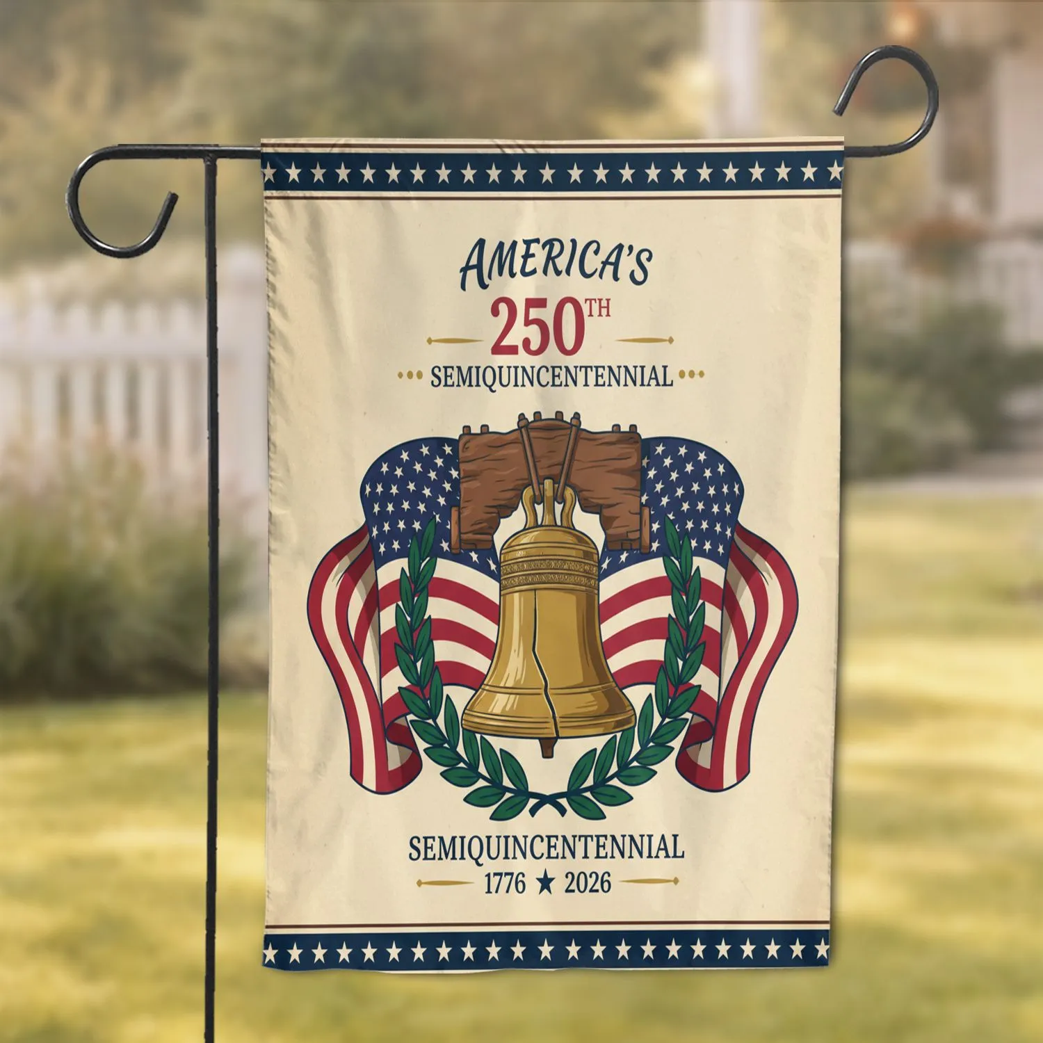 Liberty Bell American Flag 1776-2026 - USA 250th Anniversary Semiquincentennial Garden Flag - 1